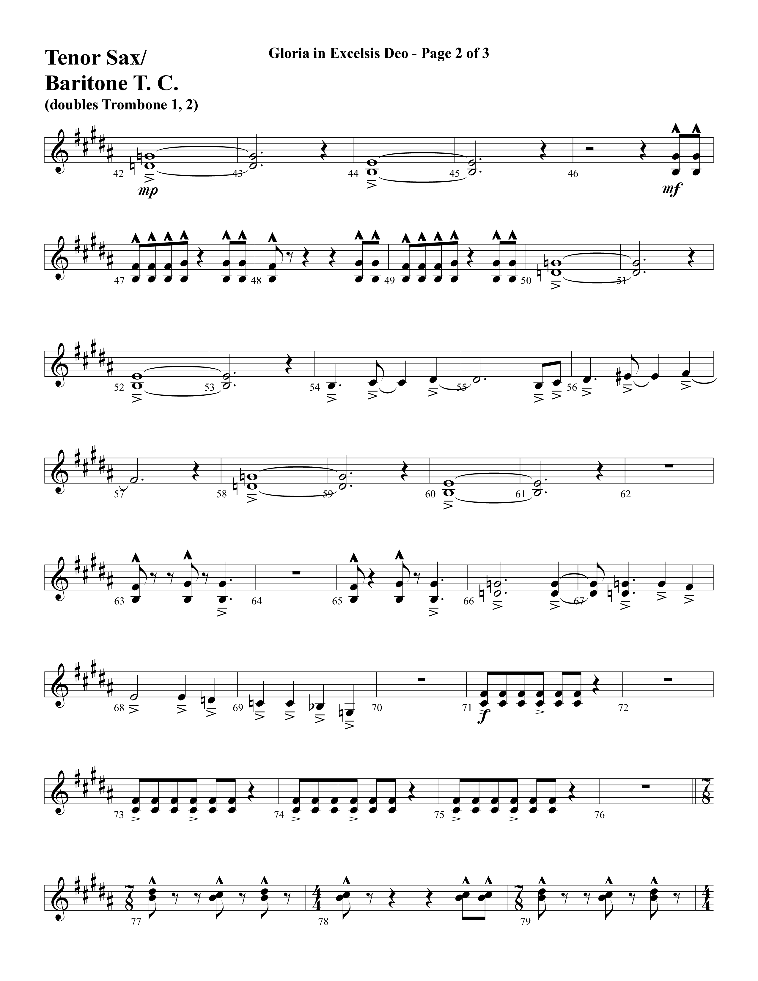 Gloria In Excelsis Deo (Choral Anthem SATB) Tenor Sax/Baritone T.C. (Word Music Choral / Arr. David Clydesdale)