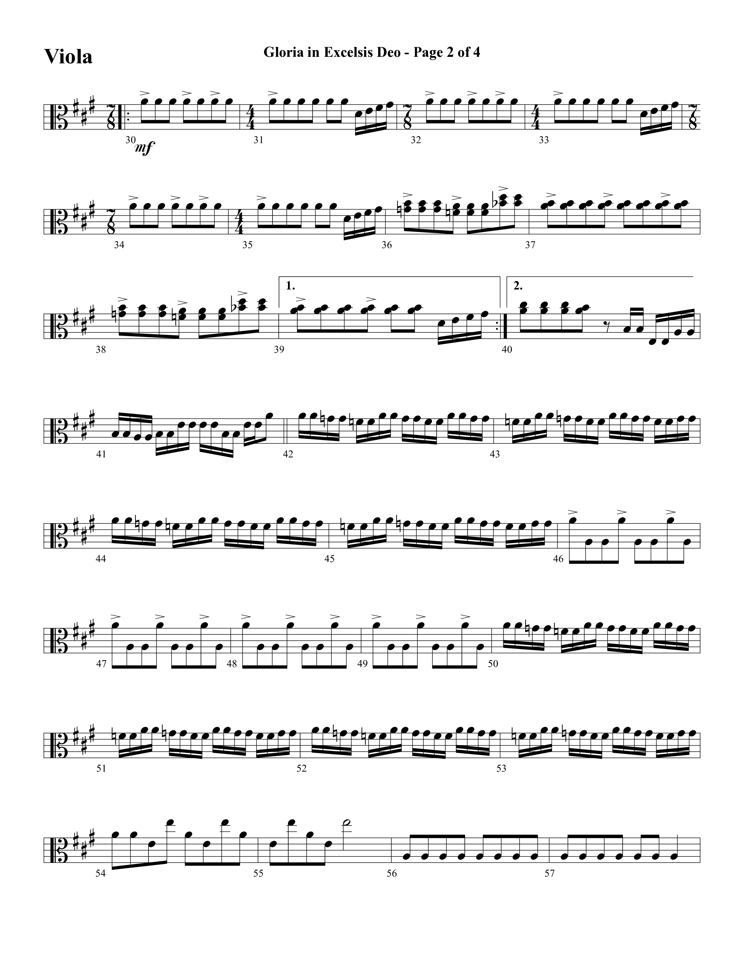 Gloria In Excelsis Deo (Choral Anthem SATB) Viola (Word Music Choral / Arr. David Clydesdale)