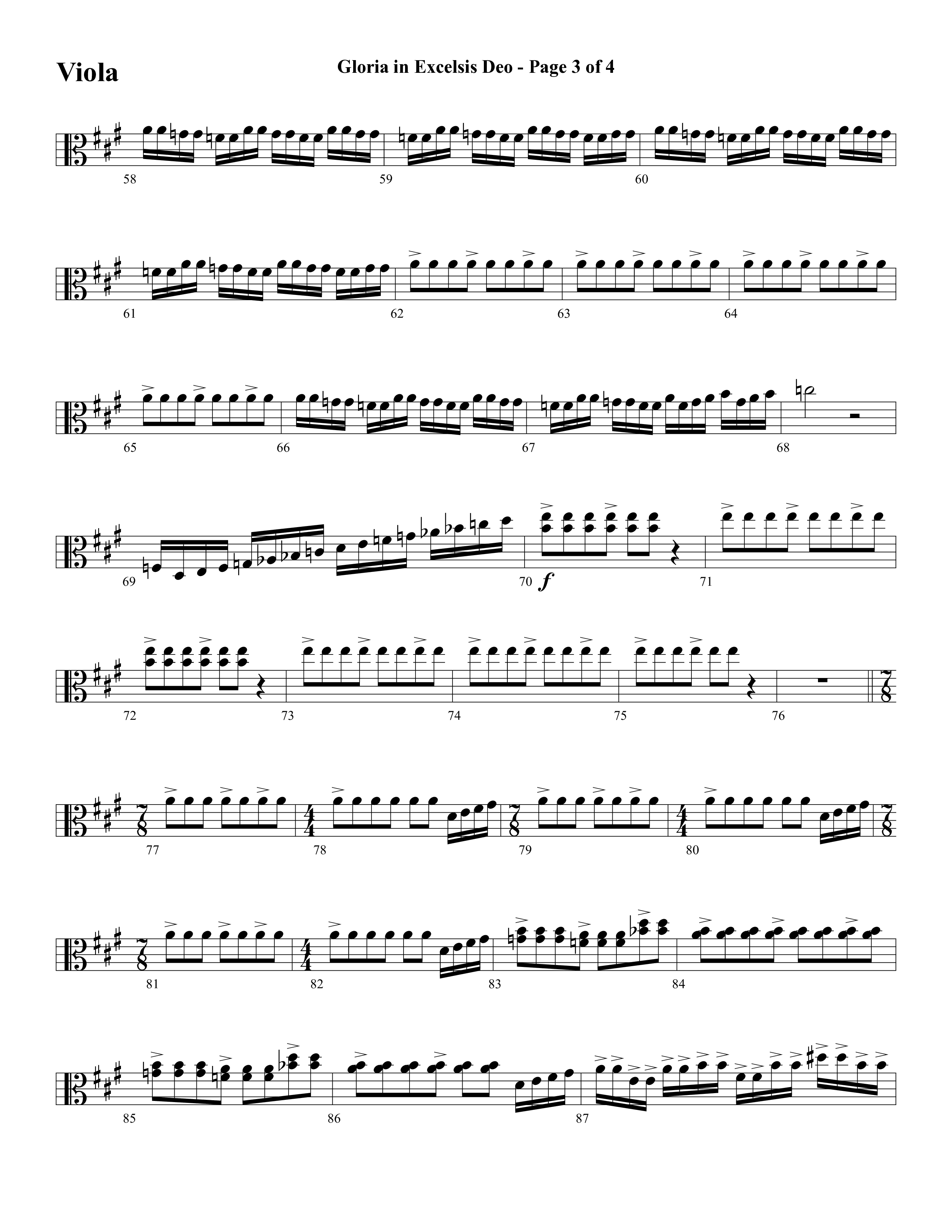 Gloria In Excelsis Deo (Choral Anthem SATB) Viola (Word Music Choral / Arr. David Clydesdale)