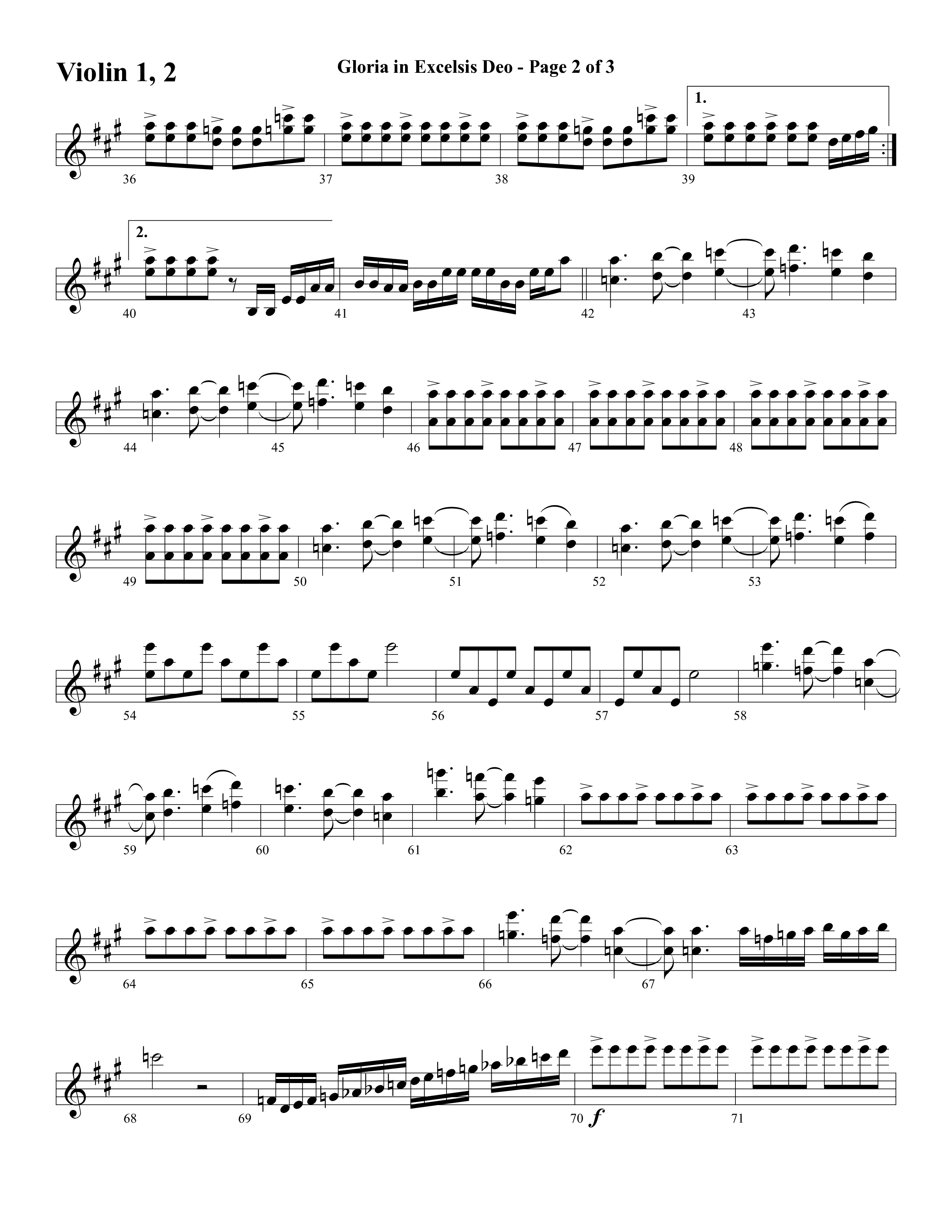 Gloria In Excelsis Deo (Choral Anthem SATB) Violin 1/2 (Word Music Choral / Arr. David Clydesdale)