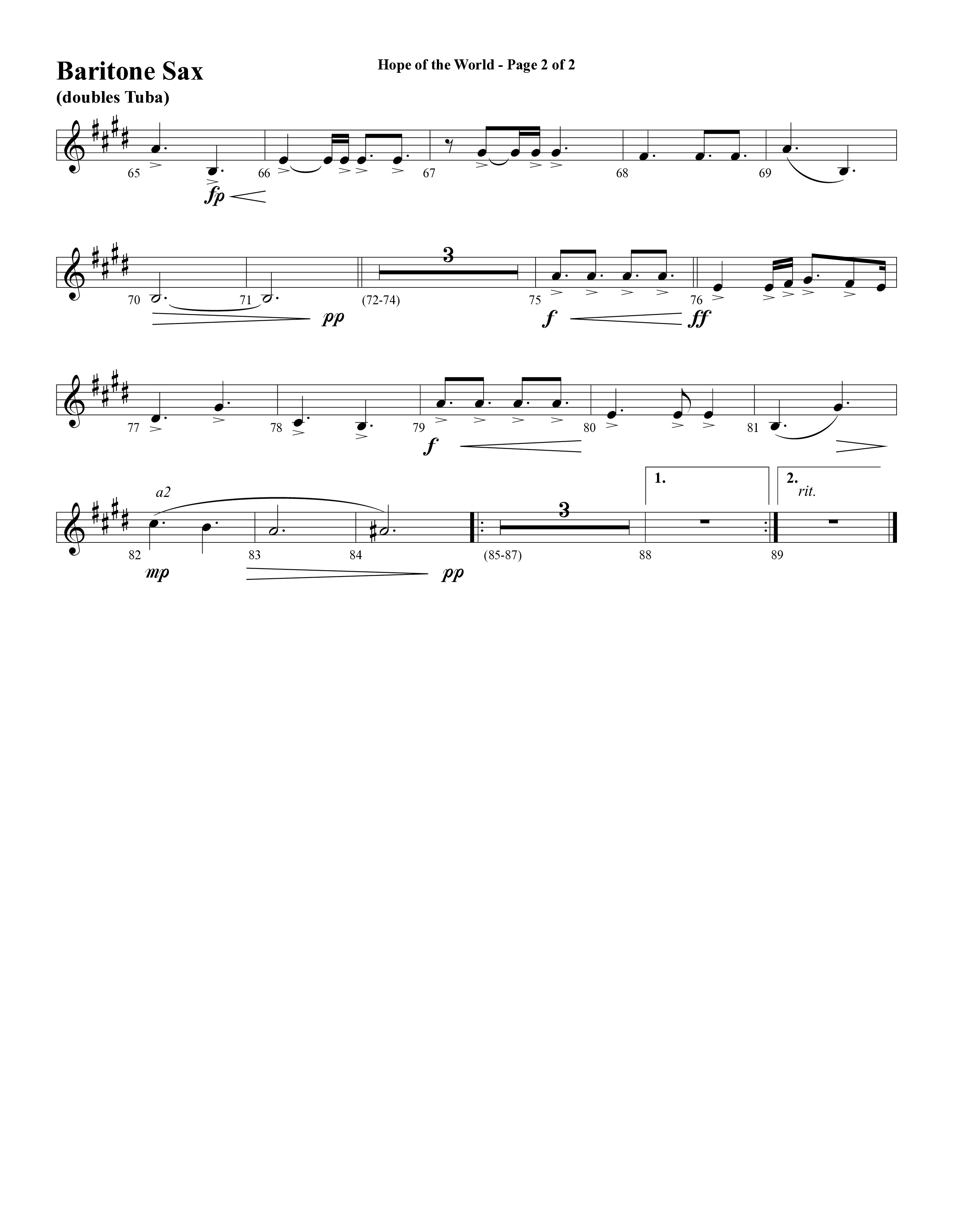 Hope Of The World (Choral Anthem SATB) Bari Sax (Word Music Choral / Arr. Mark McClure / Orch. Ric Domenico)