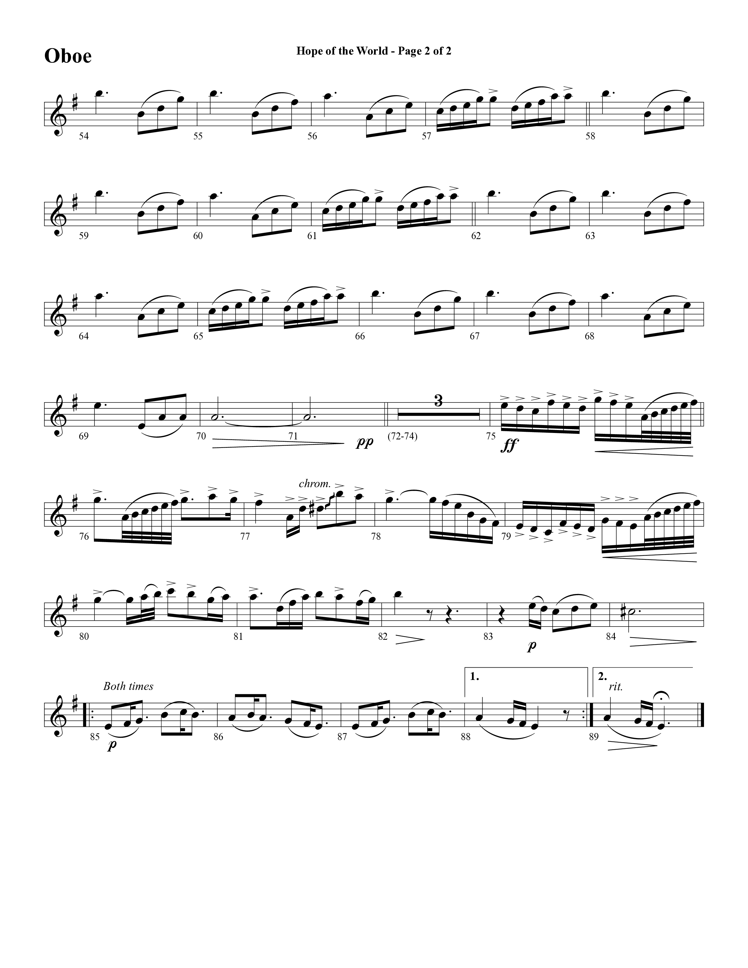 Hope Of The World (Choral Anthem SATB) Oboe (Word Music Choral / Arr. Mark McClure / Orch. Ric Domenico)