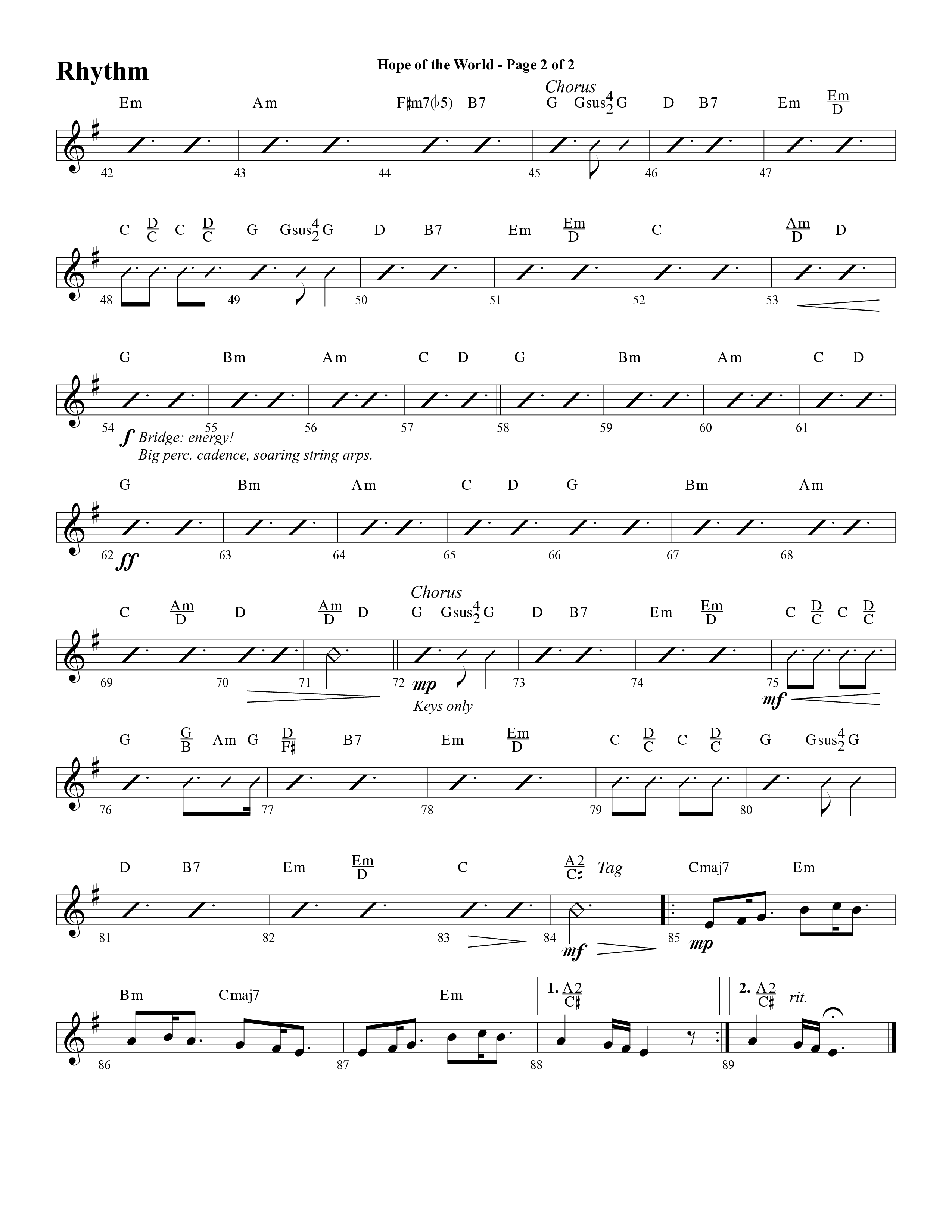 Hope Of The World (Choral Anthem SATB) Rhythm Chart (Word Music Choral / Arr. Mark McClure / Orch. Ric Domenico)