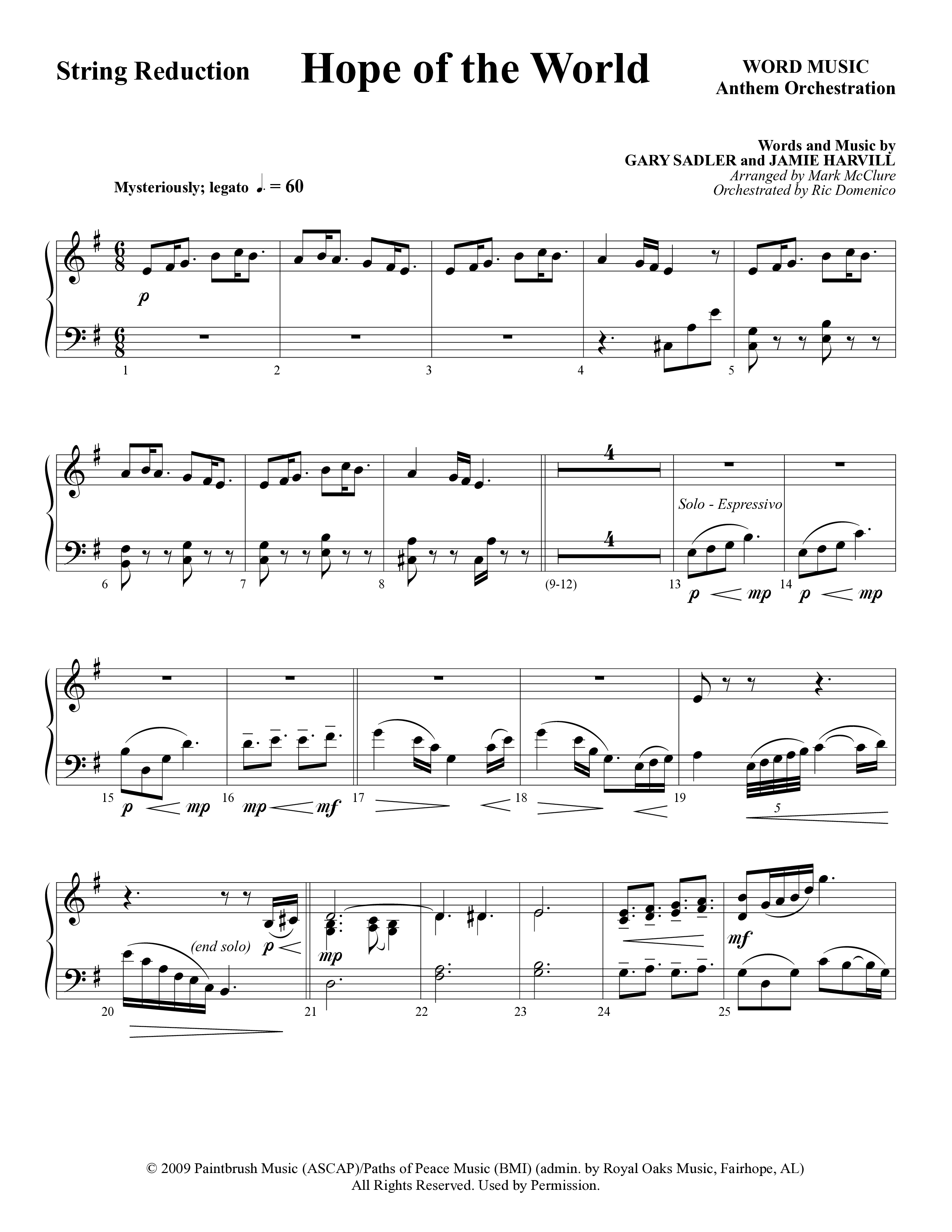 Hope Of The World (Choral Anthem SATB) String Reduction (Word Music Choral / Arr. Mark McClure / Orch. Ric Domenico)