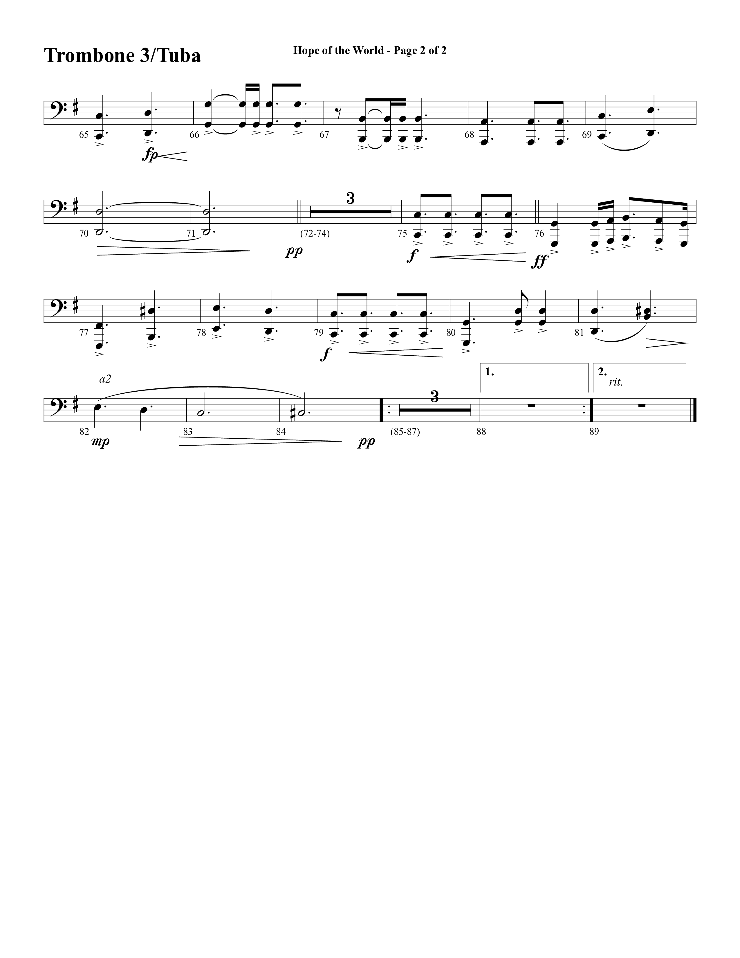 Hope Of The World (Choral Anthem SATB) Trombone 3/Tuba (Word Music Choral / Arr. Mark McClure / Orch. Ric Domenico)