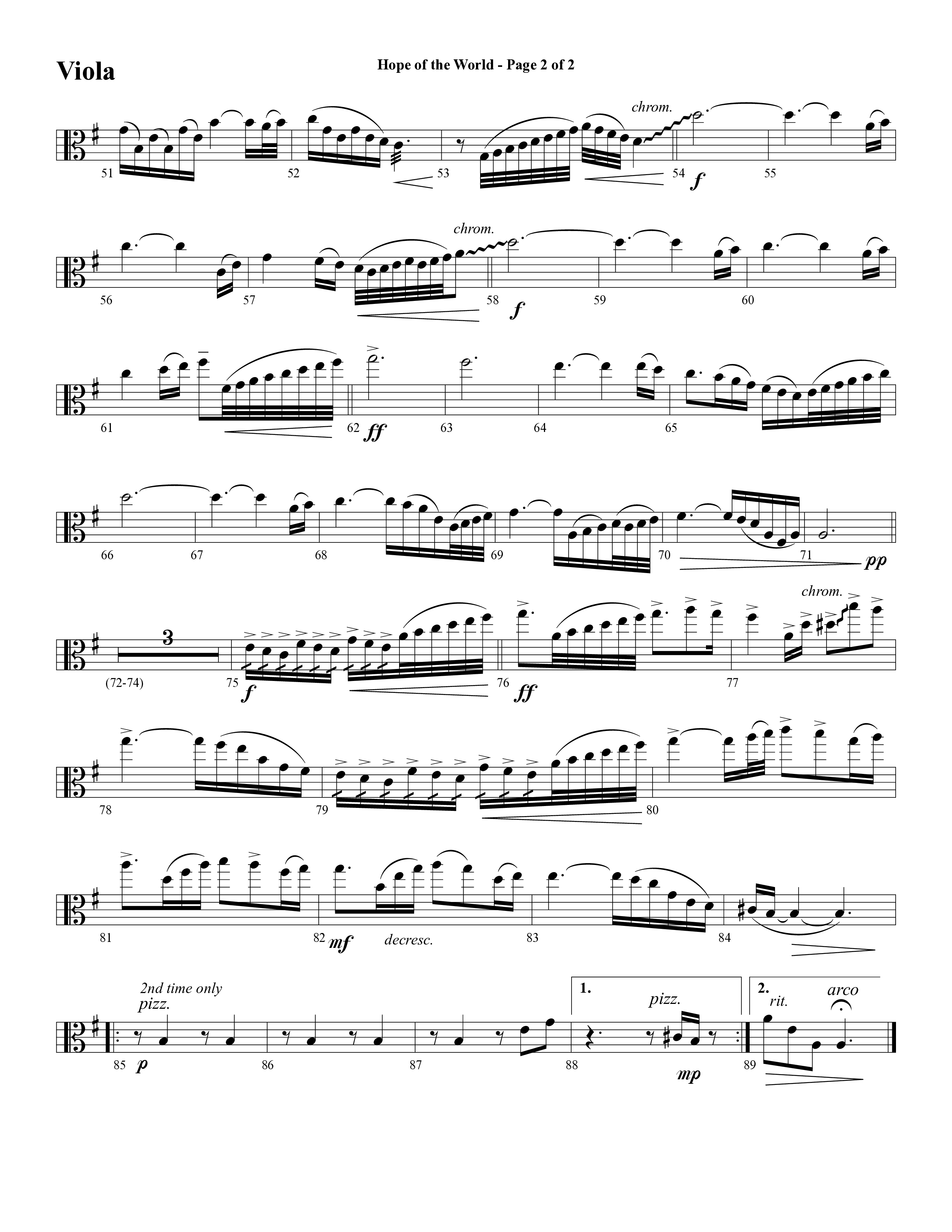 Hope Of The World (Choral Anthem SATB) Viola (Word Music Choral / Arr. Mark McClure / Orch. Ric Domenico)