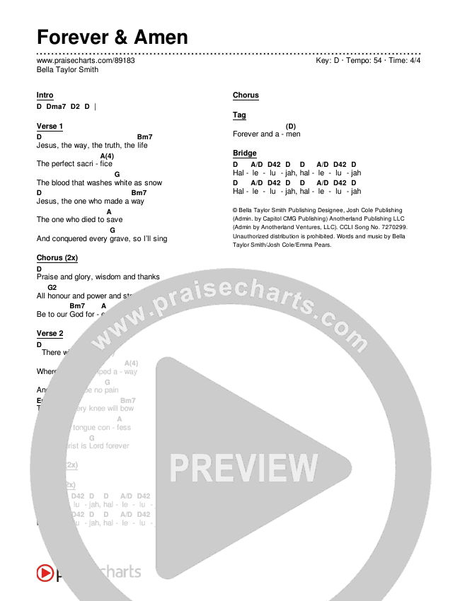 Forever & Amen Chords & Lyrics (Bella Taylor Smith)