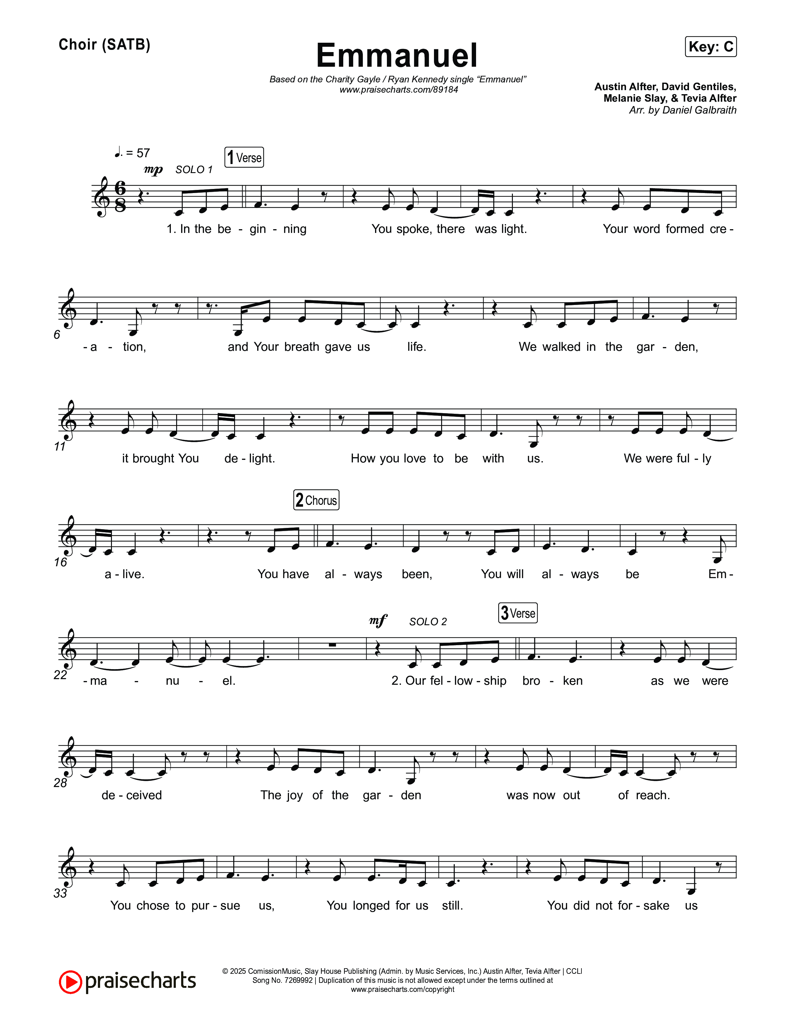 Emmanuel Choir Sheet (SATB) (Charity Gayle / Ryan Kennedy)