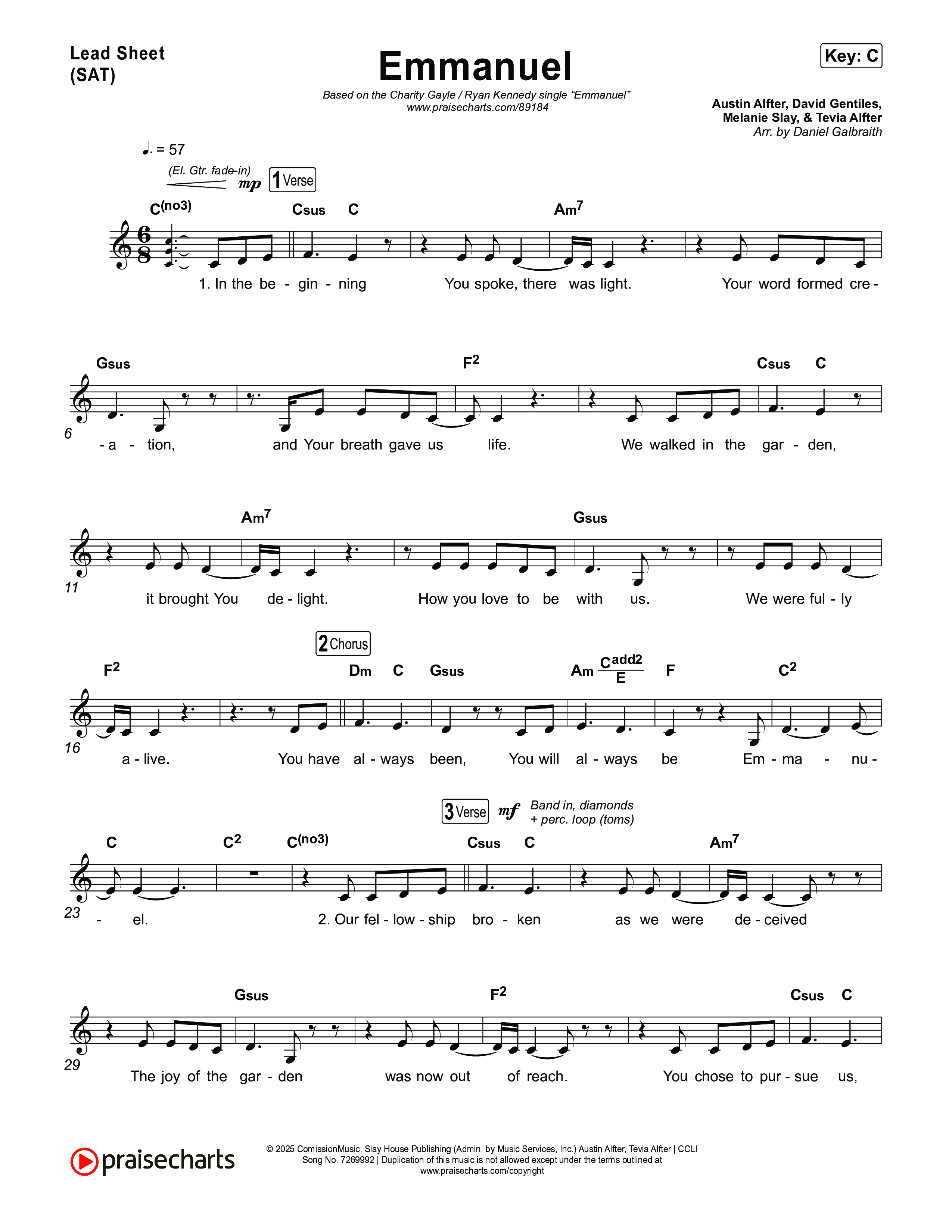 Emmanuel Lead Sheet (SAT) (Charity Gayle / Ryan Kennedy)