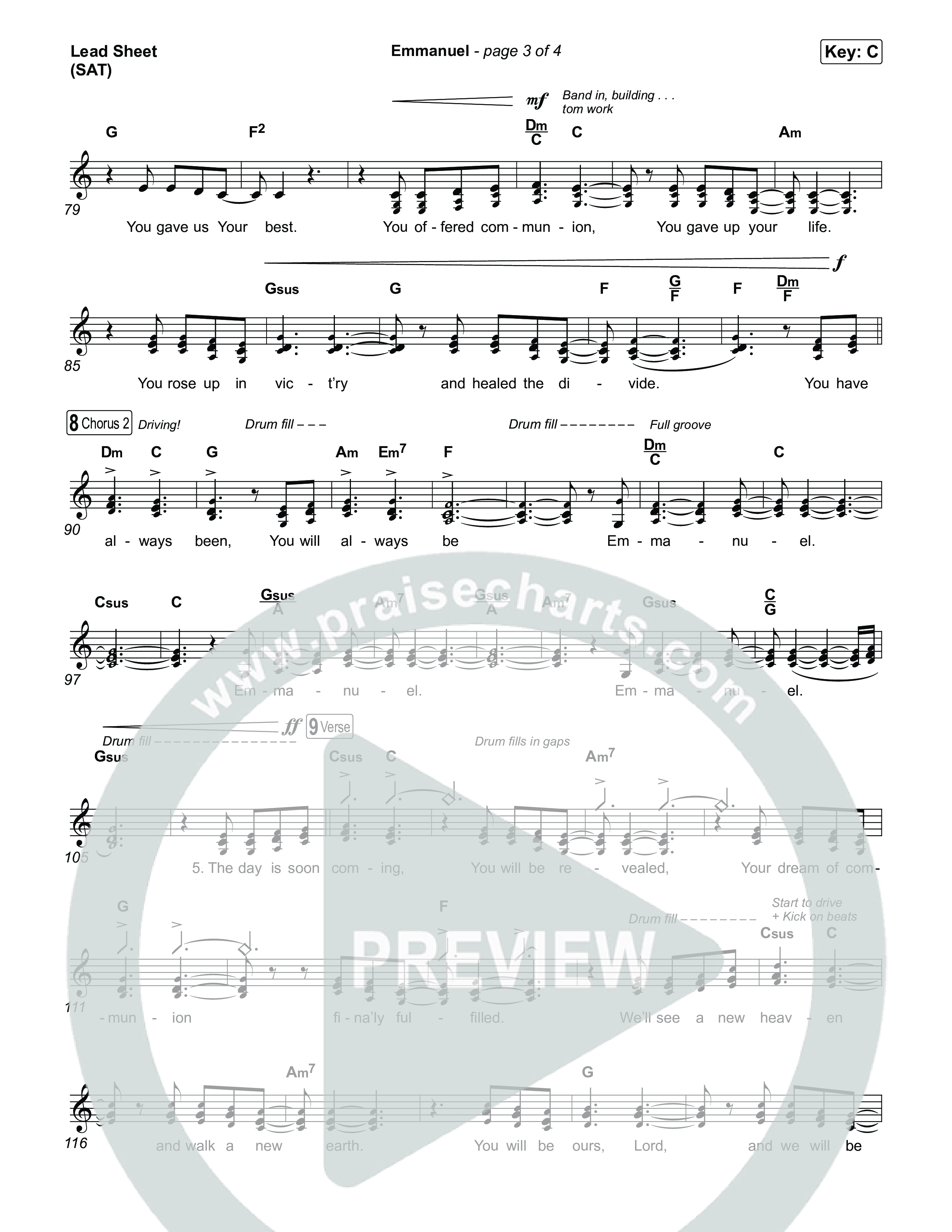 Emmanuel Lead Sheet (SAT) (Charity Gayle / Ryan Kennedy)