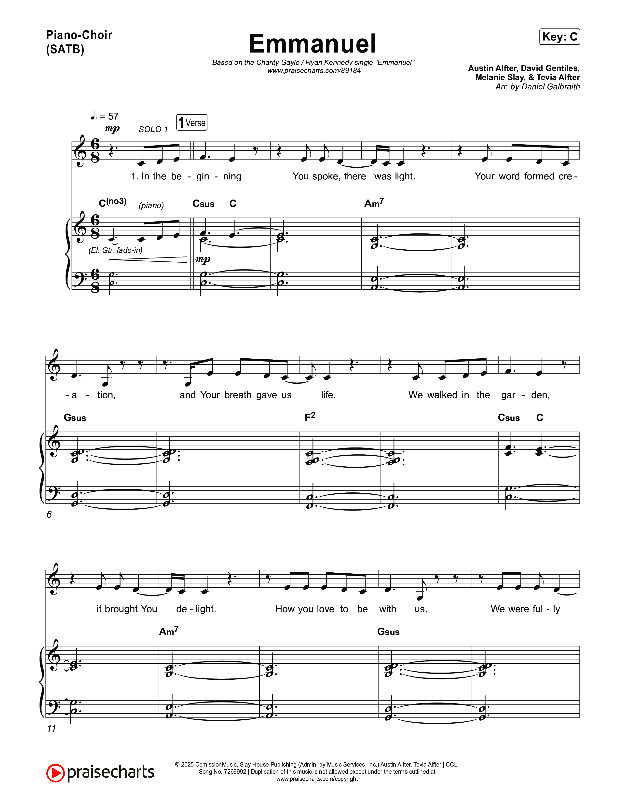 Emmanuel Piano/Vocal (SATB) (Charity Gayle / Ryan Kennedy)