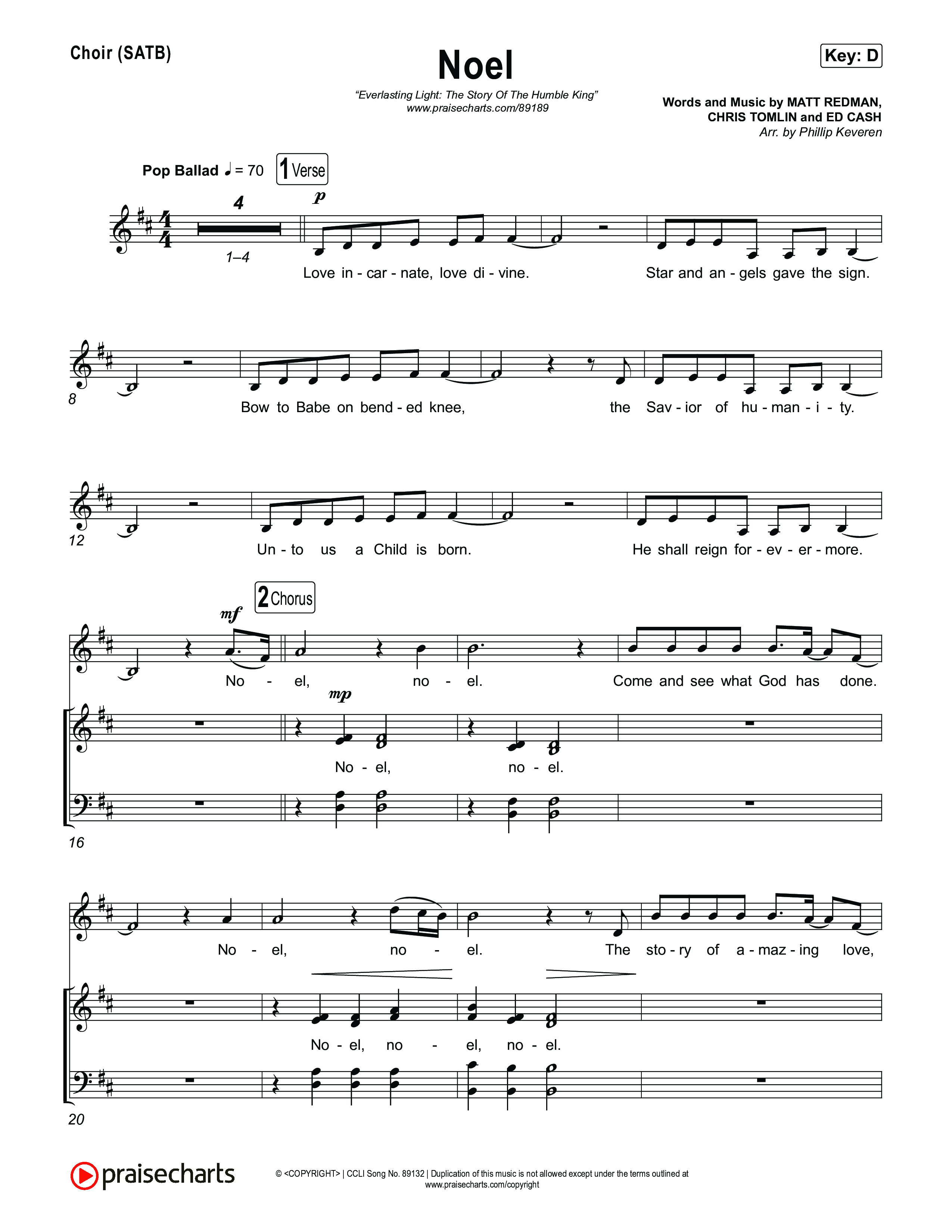 Noel Choir Sheet (SATB) (Museum Of The Bible / Arr. Phillip Keveren)