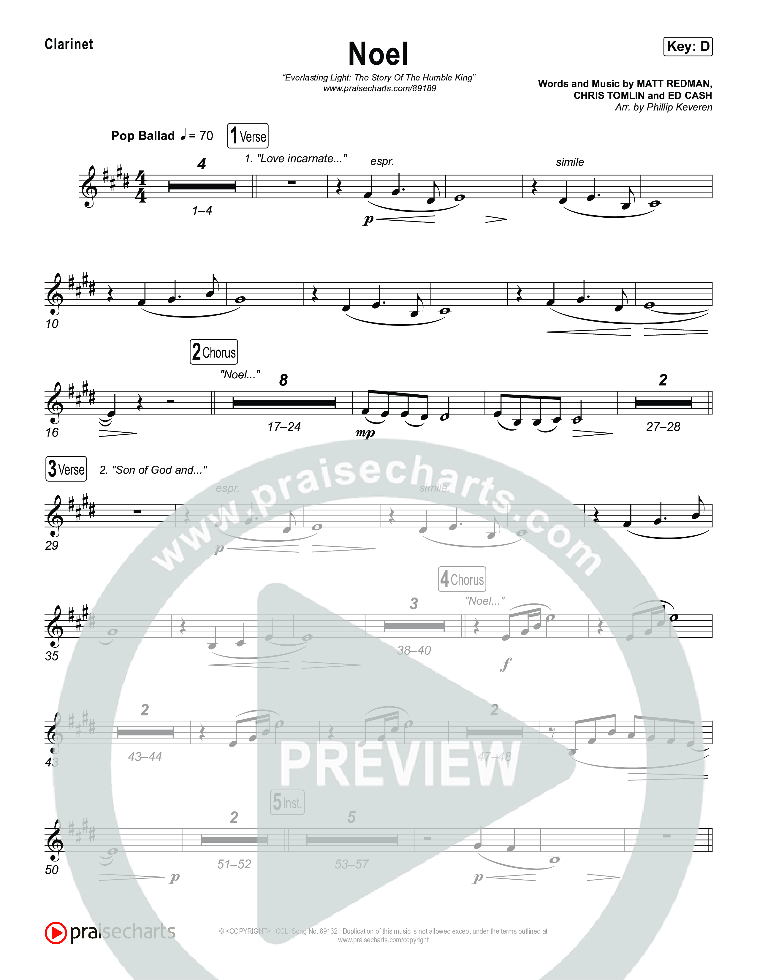 Noel Clarinet 1,2 (Museum Of The Bible / Arr. Phillip Keveren)