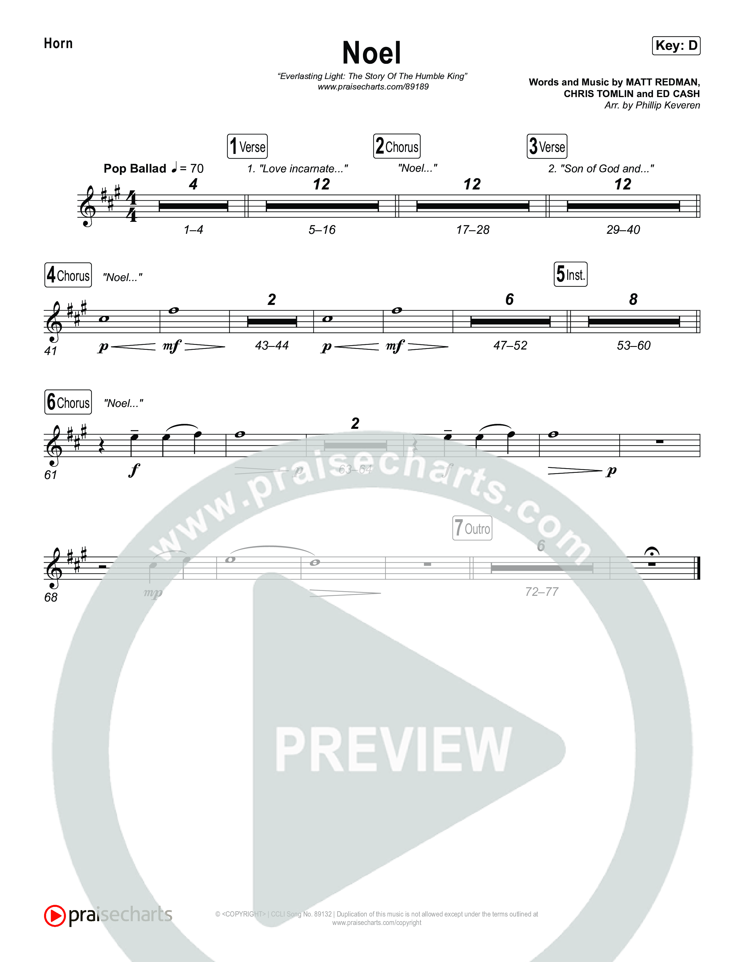 Noel French Horn (Museum Of The Bible / Arr. Phillip Keveren)