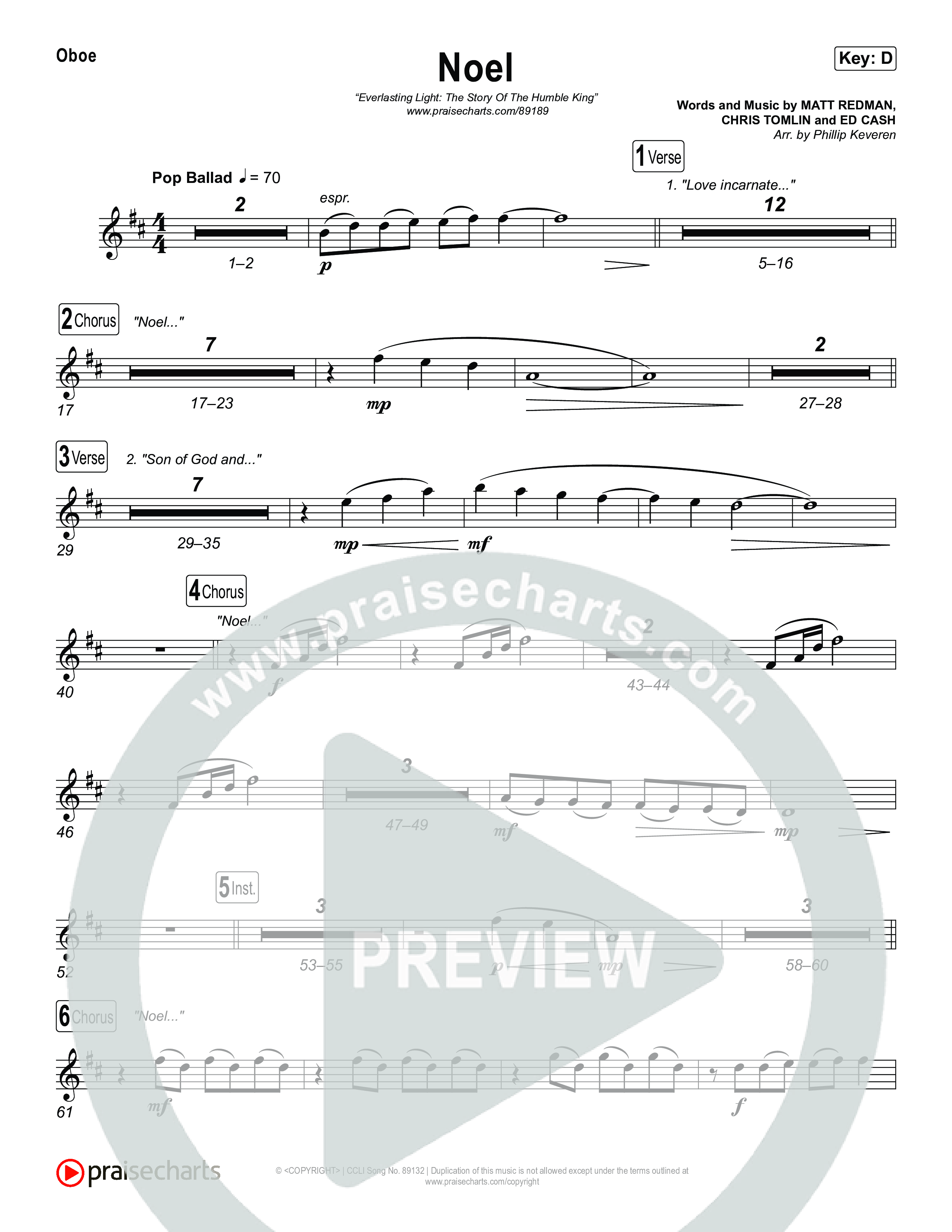 Noel Oboe (Museum Of The Bible / Arr. Phillip Keveren)