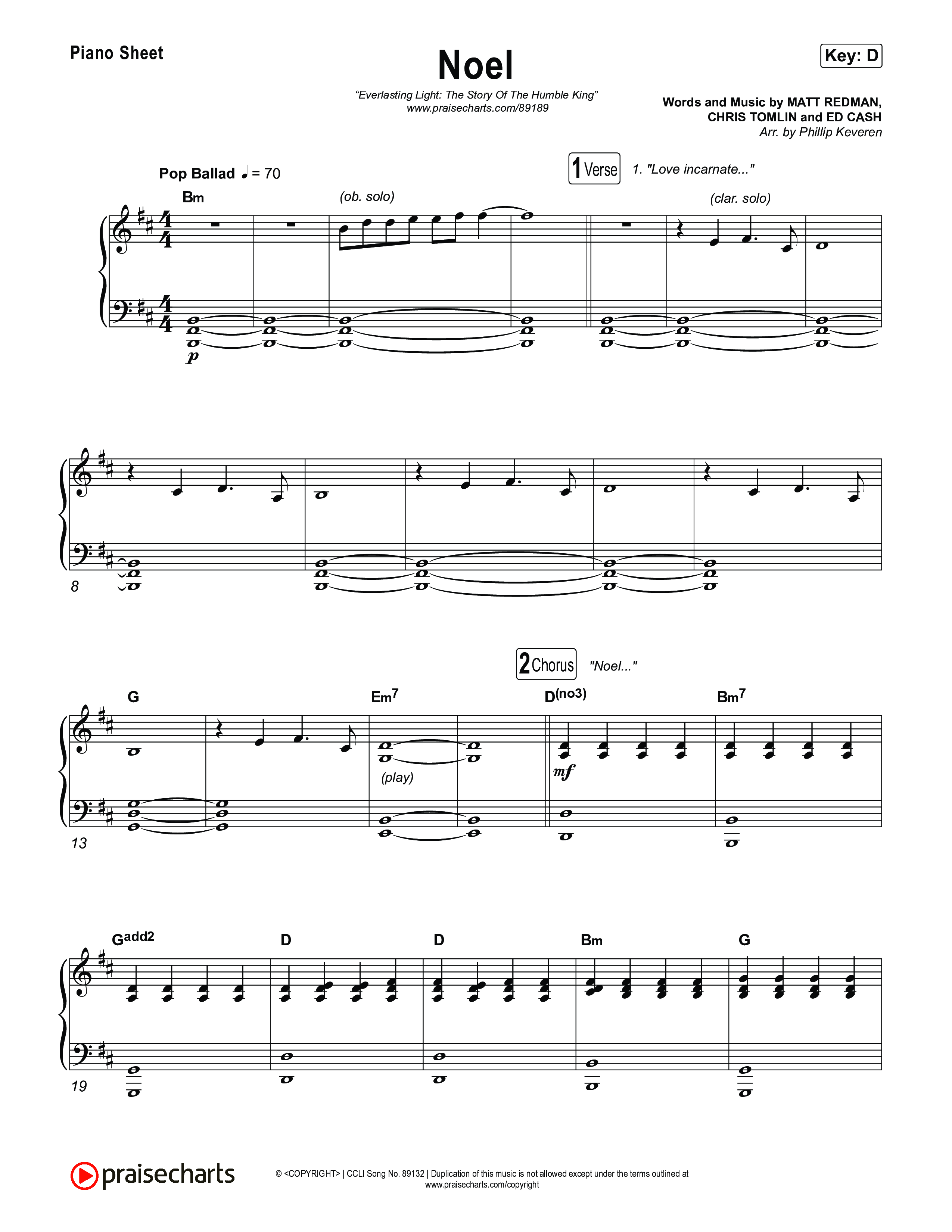 Noel Piano Sheet (Museum Of The Bible / Arr. Phillip Keveren)