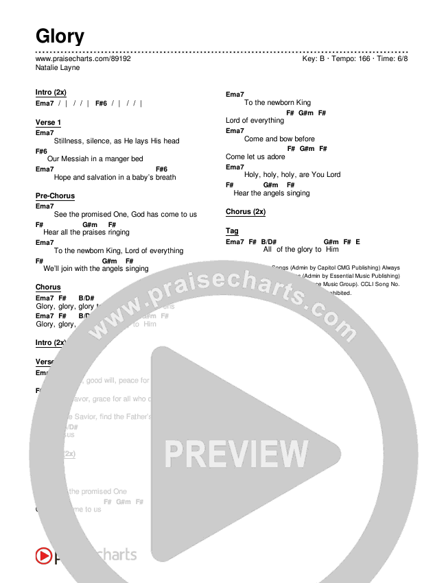 Glory Chords & Lyrics (Natalie Layne)