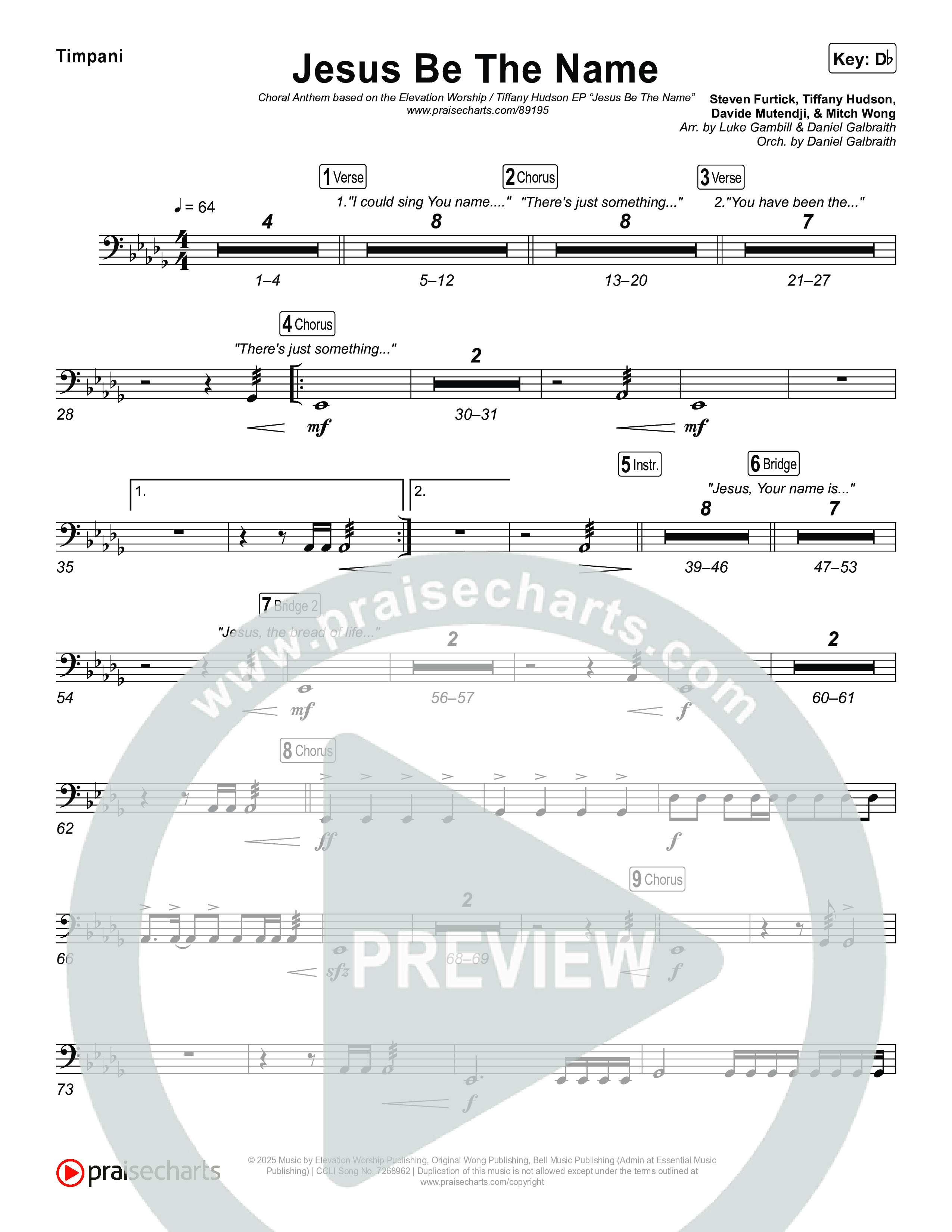 Jesus Be The Name (Choral Anthem SATB) Timpani (Elevation Worship)
