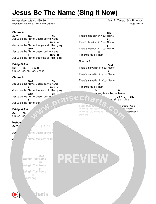 Jesus Be The Name (Sing It Now) Chords & Lyrics (Elevation Worship / Arr. Luke Gambill)