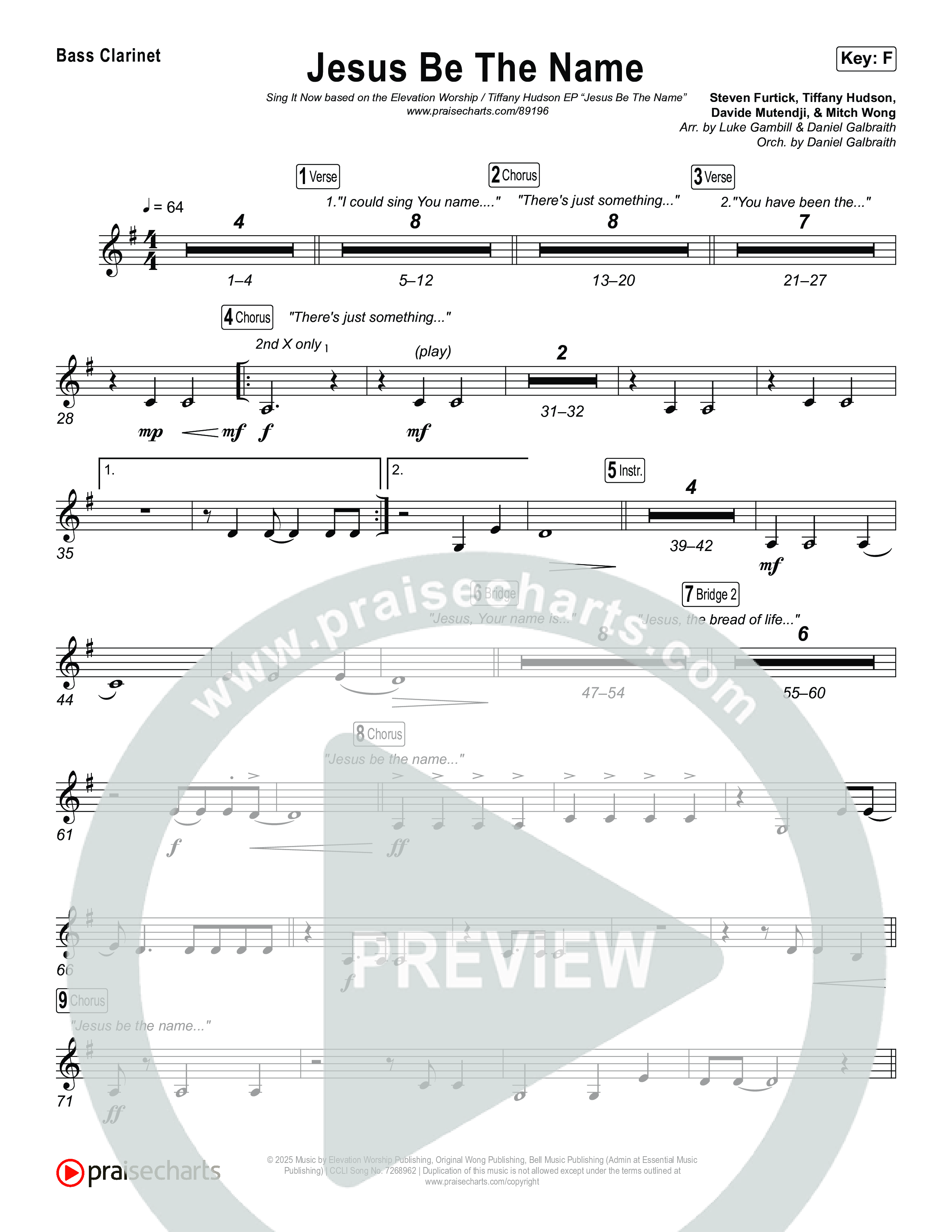 Jesus Be The Name (Sing It Now) Bass Clarinet (Elevation Worship / Arr. Luke Gambill)