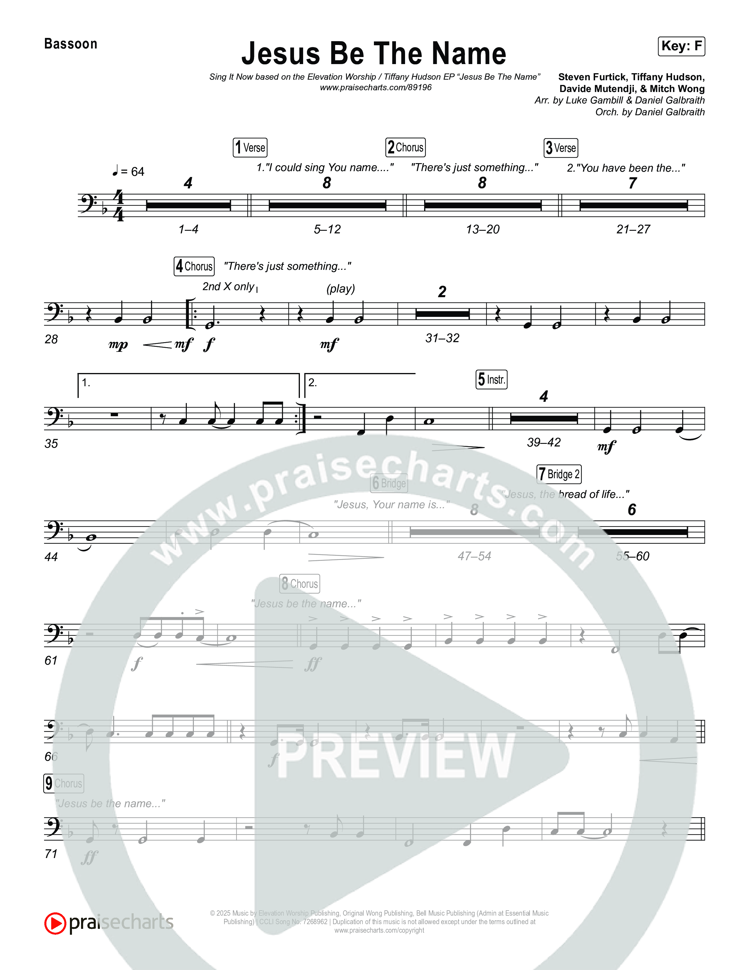 Jesus Be The Name (Sing It Now) Bassoon (Elevation Worship / Arr. Luke Gambill)