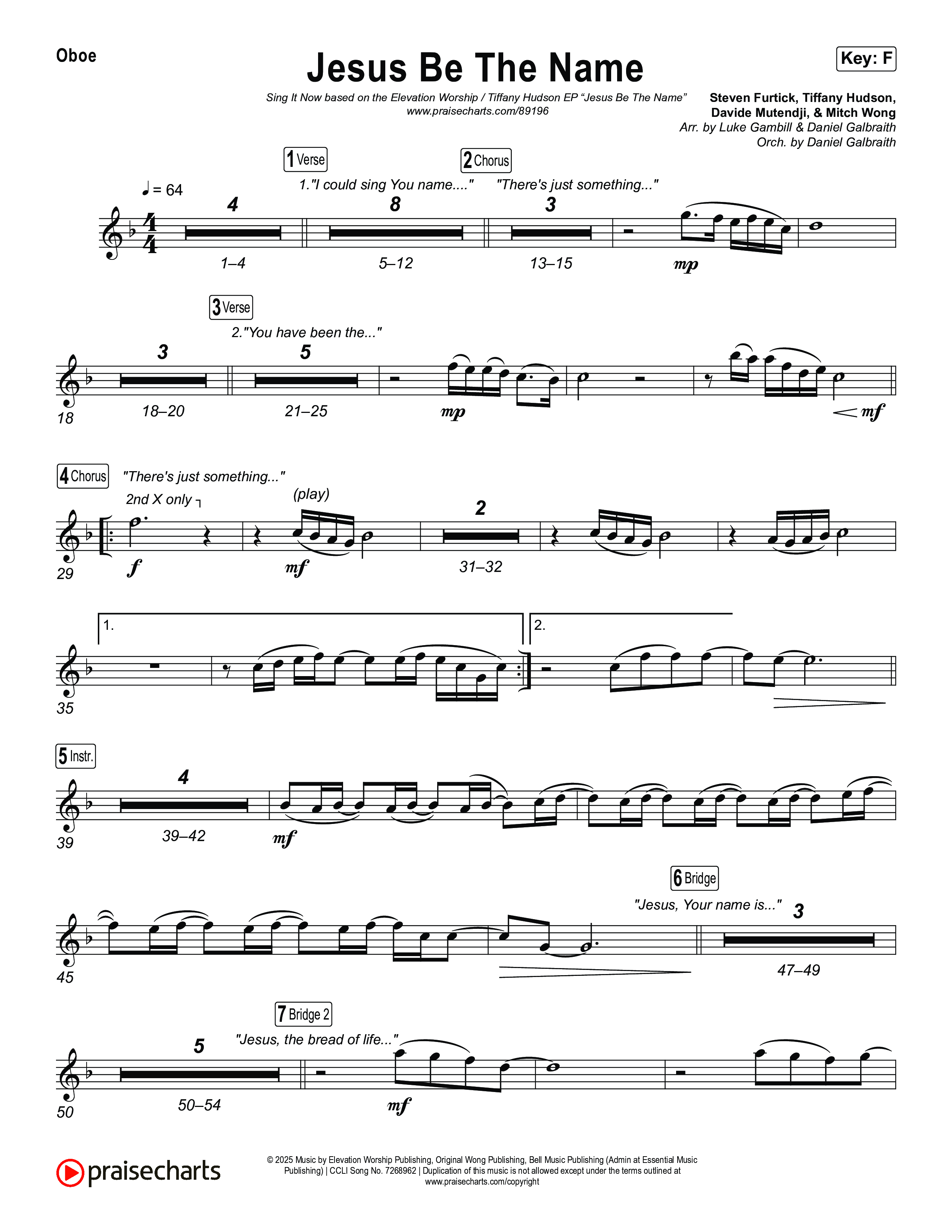 Jesus Be The Name (Sing It Now) Oboe (Elevation Worship / Arr. Luke Gambill)