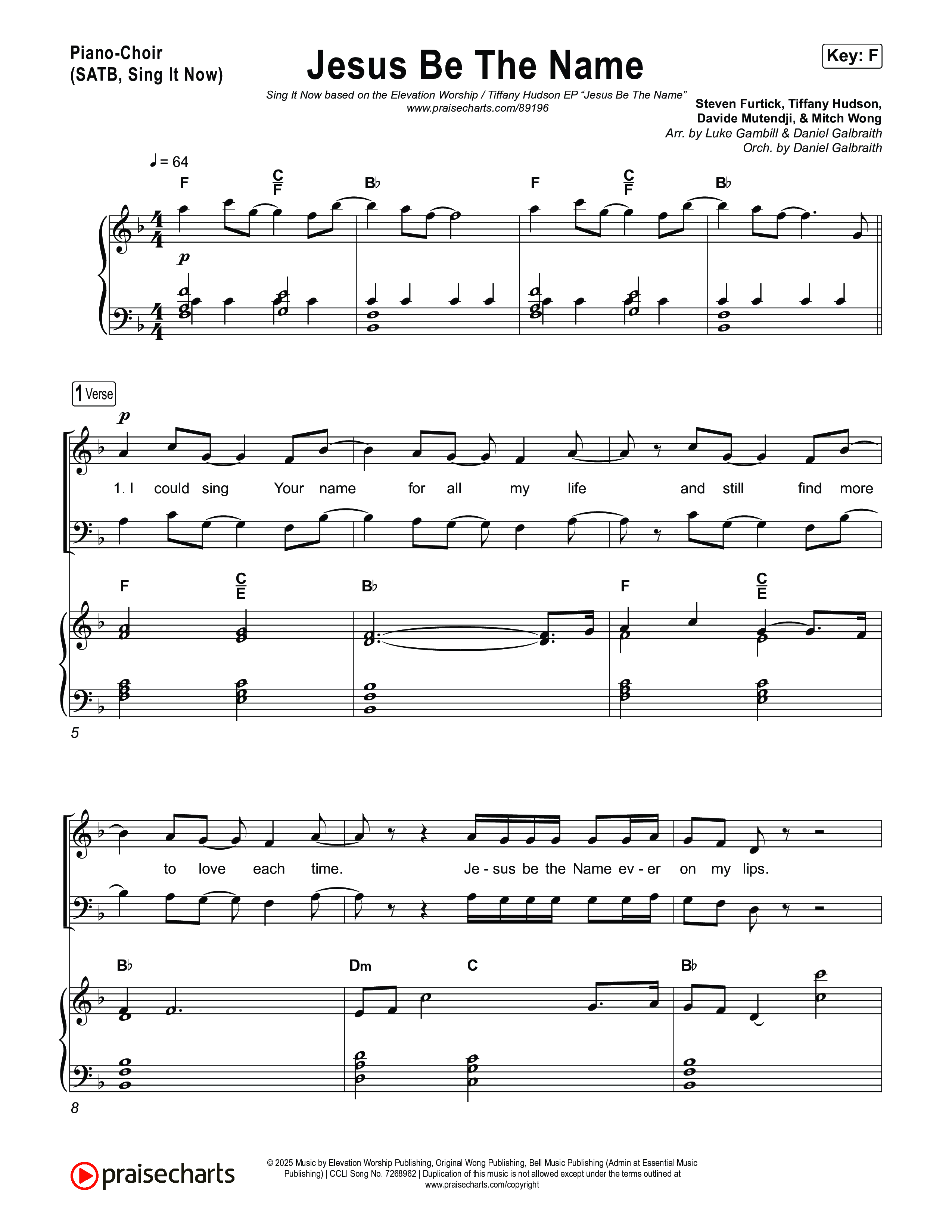 Jesus Be The Name (Sing It Now) Piano/Choir (SATB) (Elevation Worship / Arr. Luke Gambill)