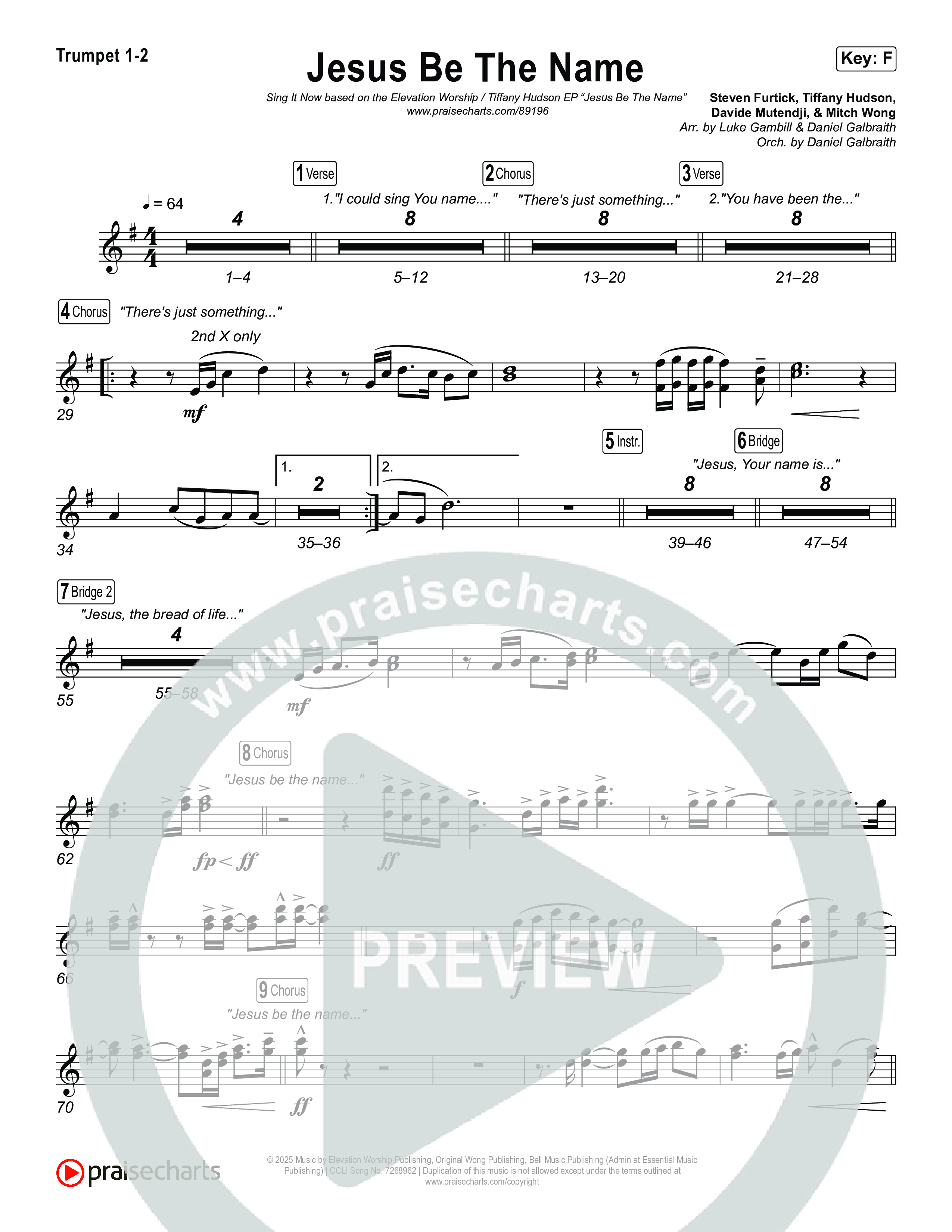 Jesus Be The Name (Sing It Now) Trumpet 1,2 (Elevation Worship / Arr. Luke Gambill)