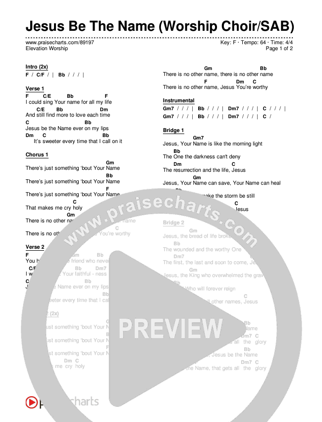 Jesus Be The Name (Worship Choir/SAB) Chords & Lyrics (Elevation Worship / Arr. Luke Gambill)