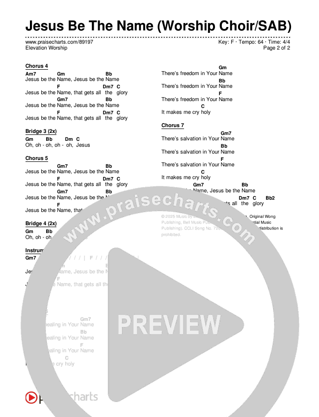 Jesus Be The Name (Worship Choir/SAB) Chords & Lyrics (Elevation Worship / Arr. Luke Gambill)