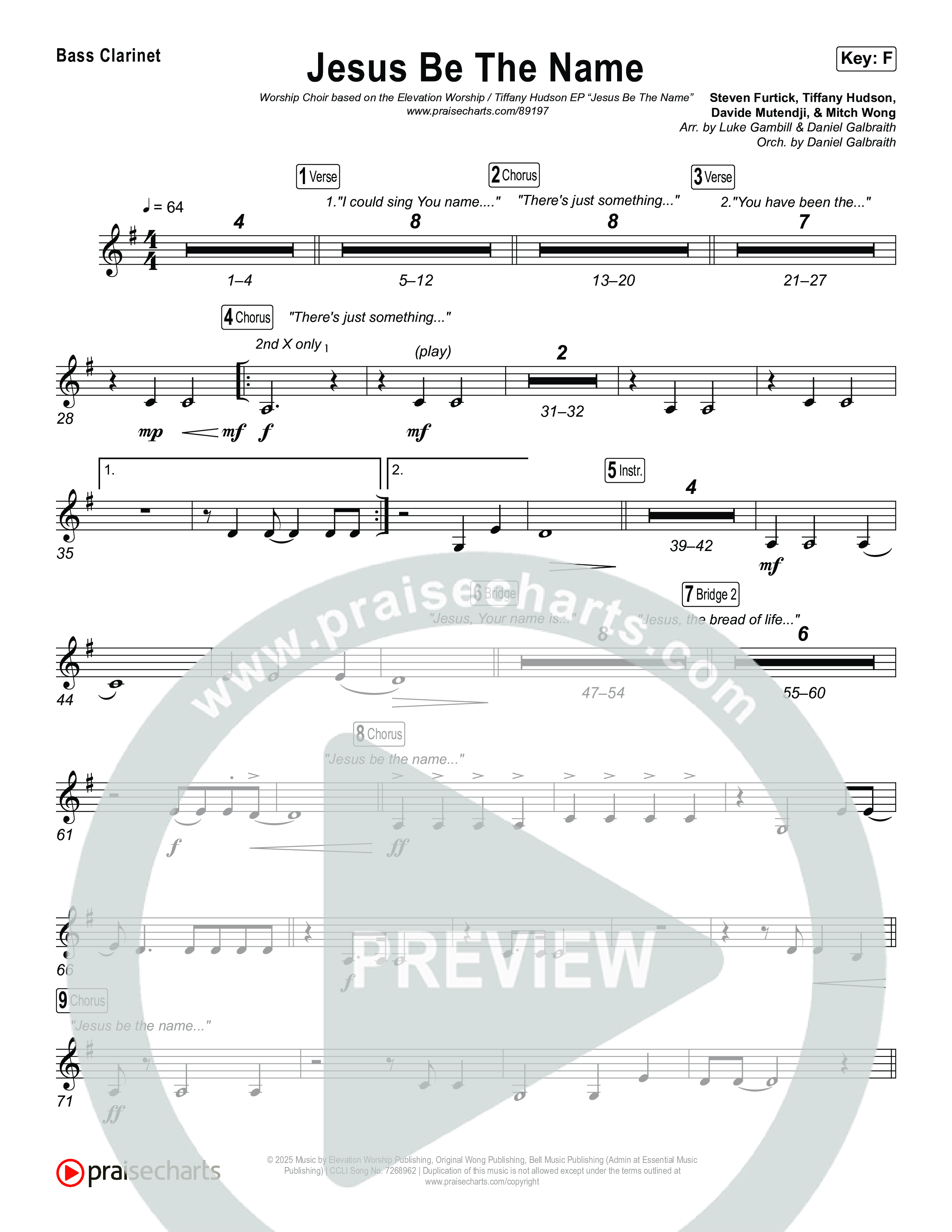 Jesus Be The Name (Worship Choir/SAB) Bass Clarinet (Elevation Worship / Arr. Luke Gambill)