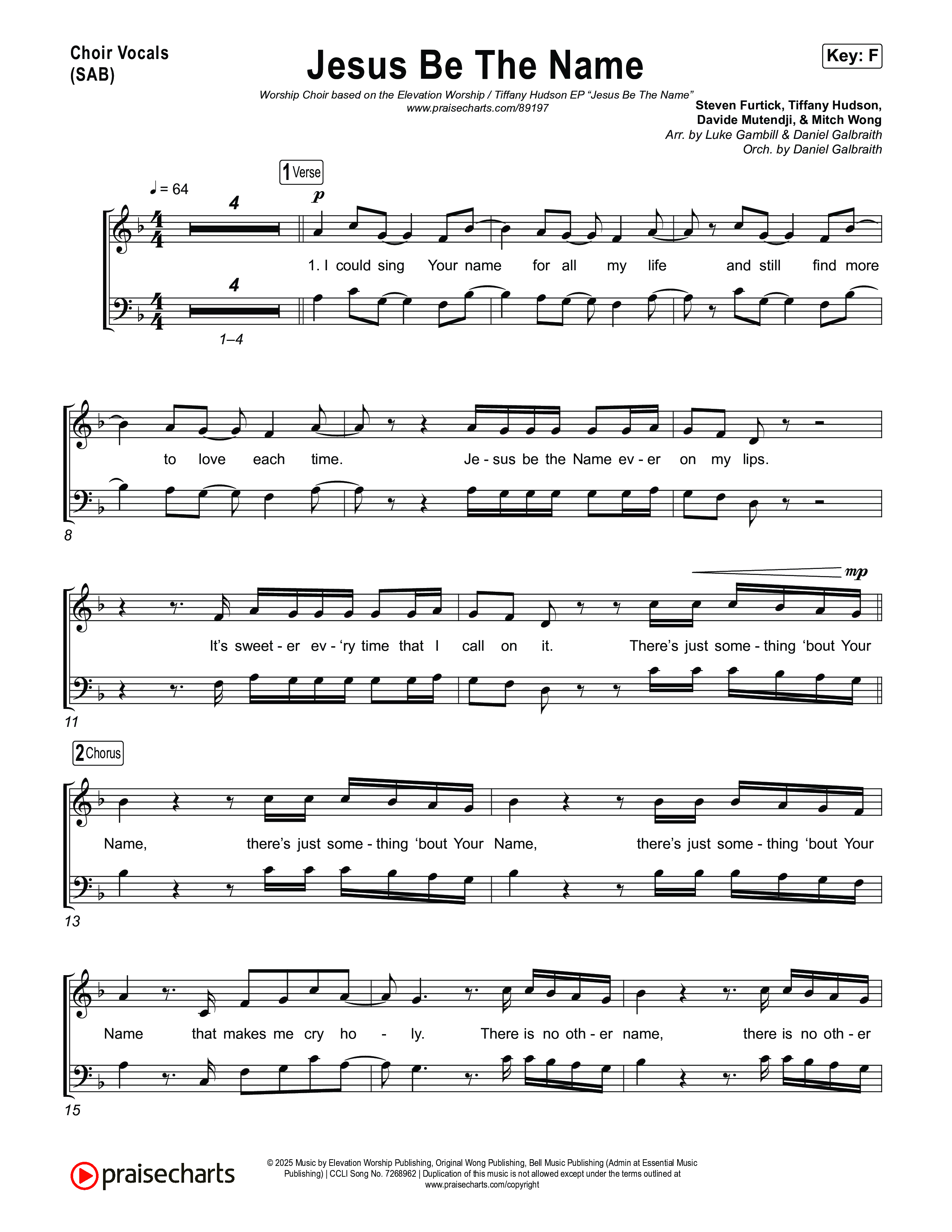 Jesus Be The Name (Worship Choir/SAB) Choir Sheet (SAB) (Elevation Worship / Arr. Luke Gambill)