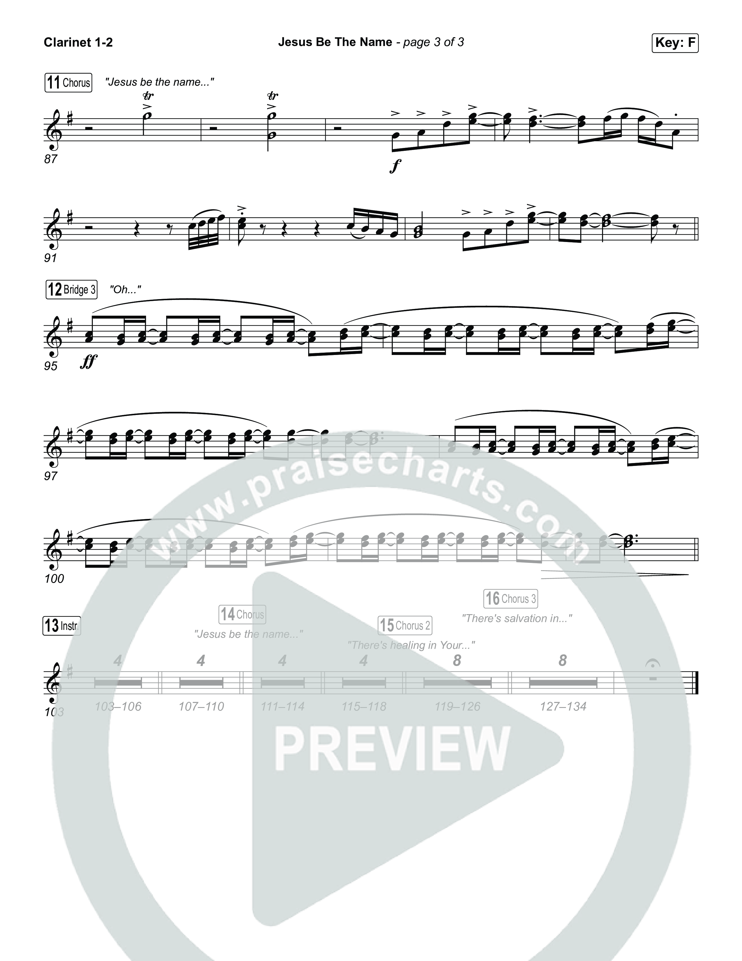 Jesus Be The Name (Worship Choir/SAB) Clarinet 1/2 (Elevation Worship / Arr. Luke Gambill)