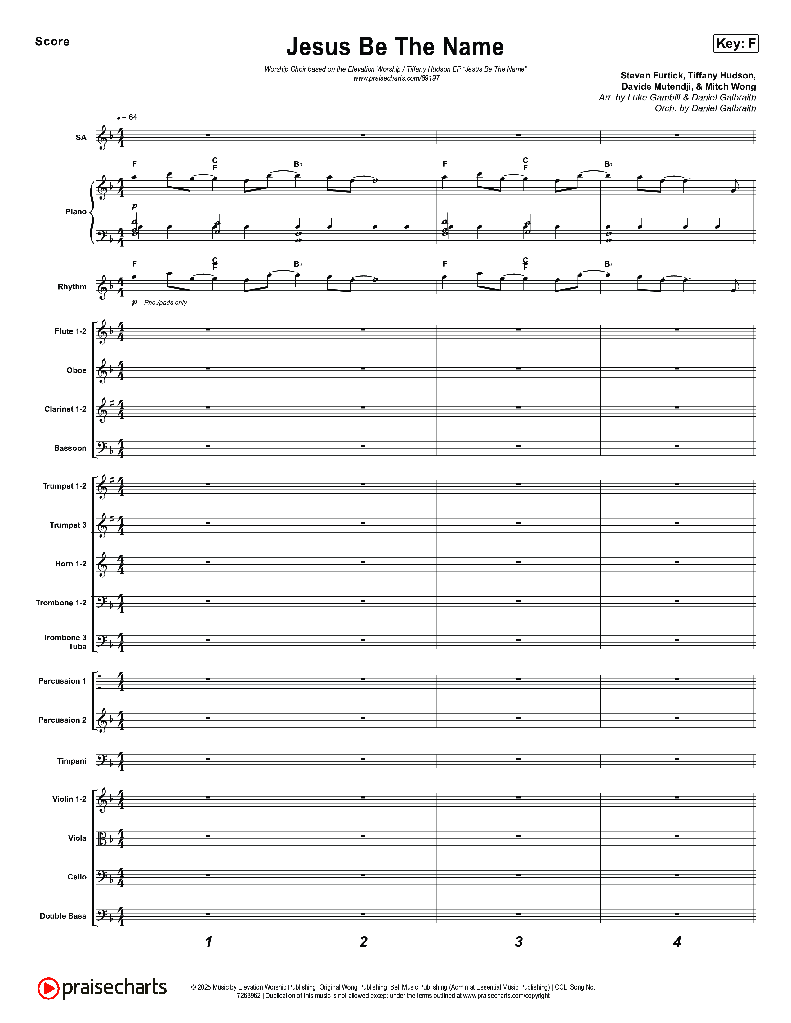 Jesus Be The Name (Worship Choir/SAB) Orchestration (No Vocals) (Elevation Worship / Arr. Luke Gambill)