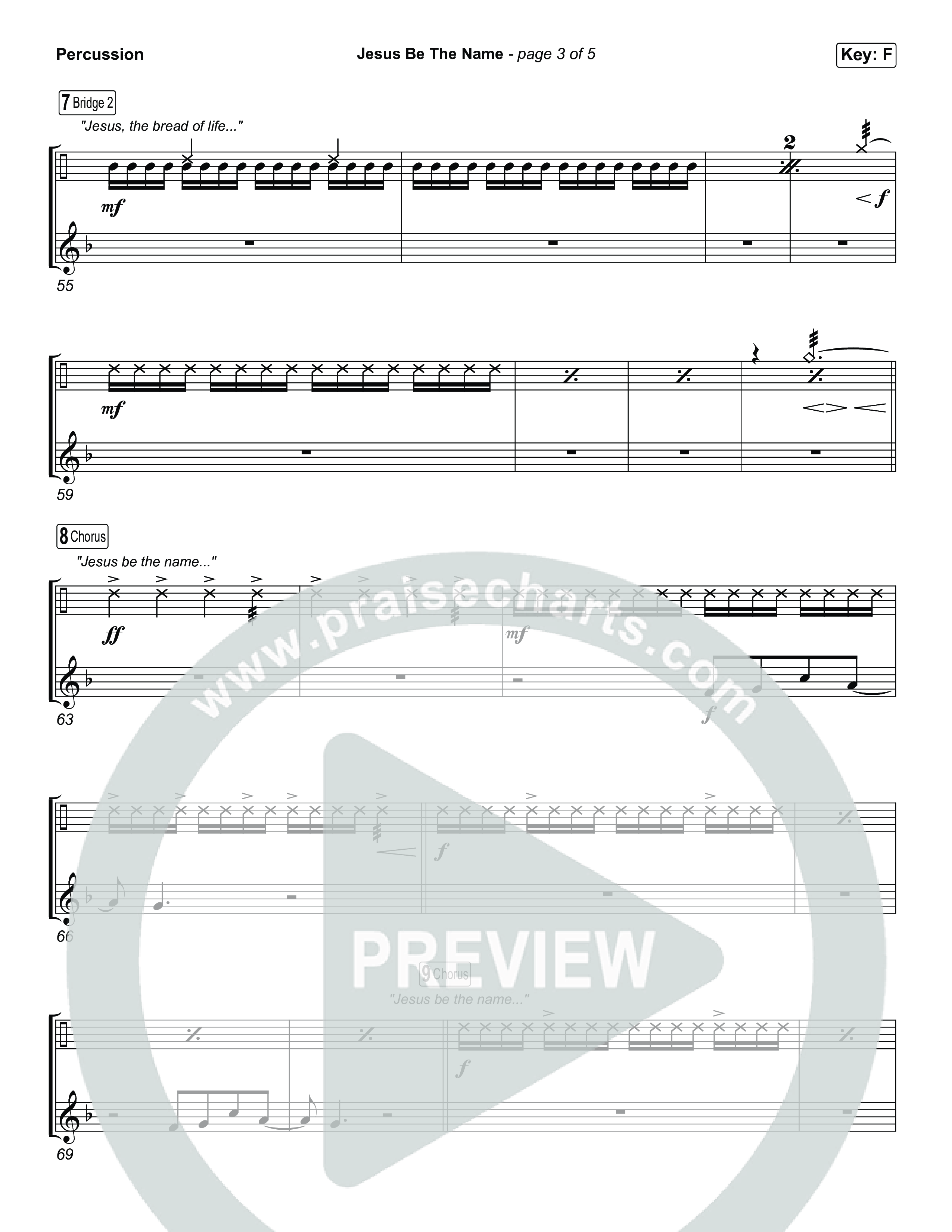 Jesus Be The Name (Worship Choir/SAB) Percussion (Elevation Worship / Arr. Luke Gambill)