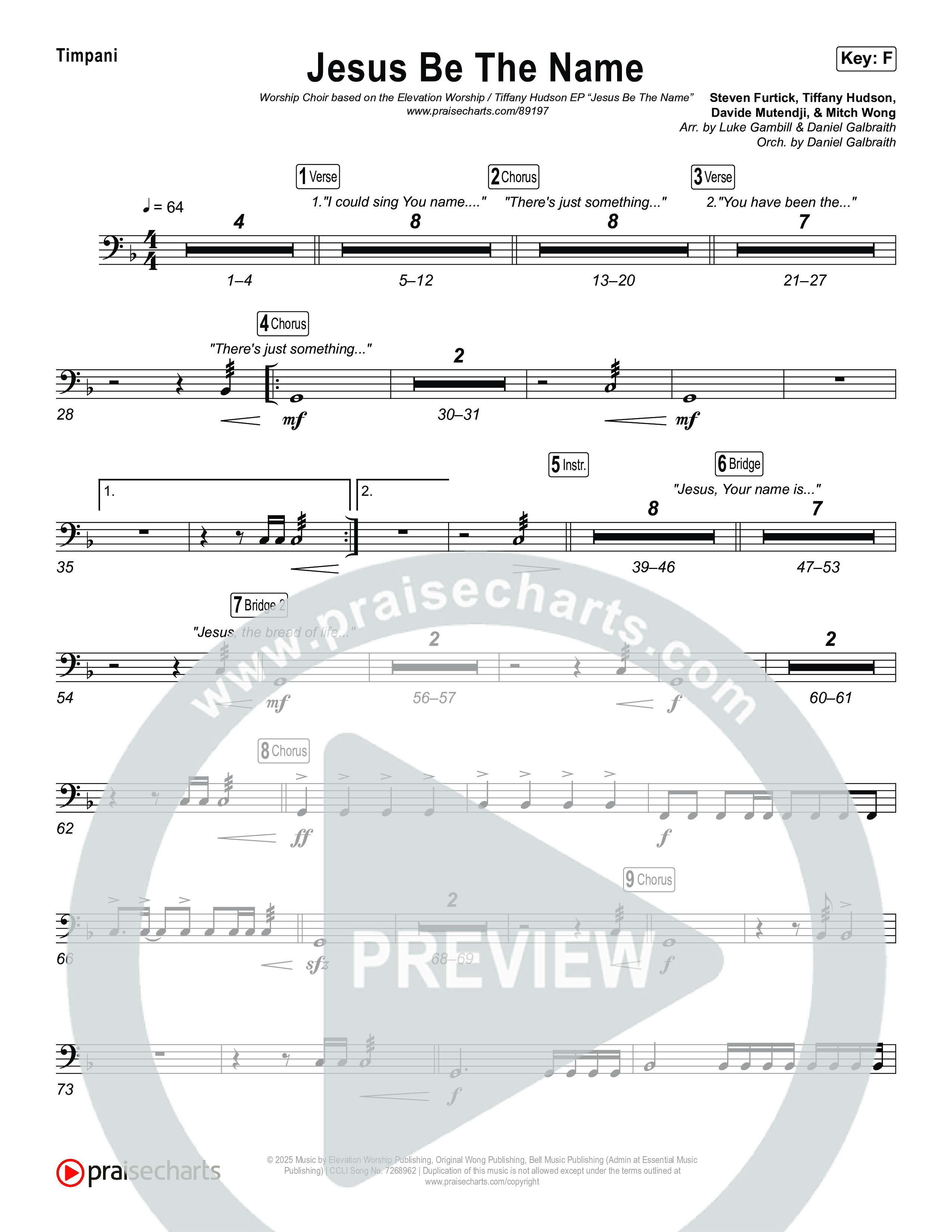 Jesus Be The Name (Worship Choir/SAB) Timpani (Elevation Worship / Arr. Luke Gambill)