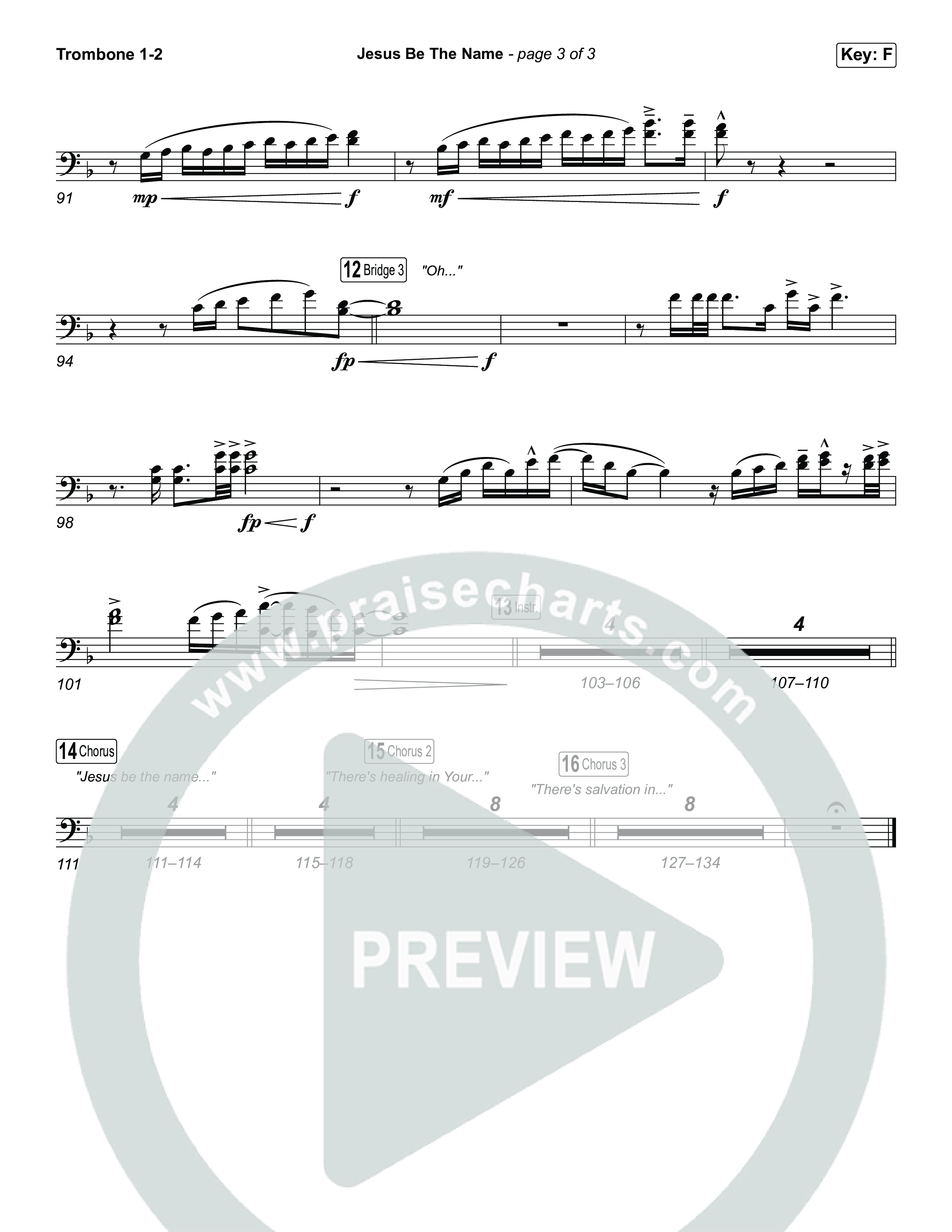 Jesus Be The Name (Worship Choir/SAB) Trombone 1/2 (Elevation Worship / Arr. Luke Gambill)