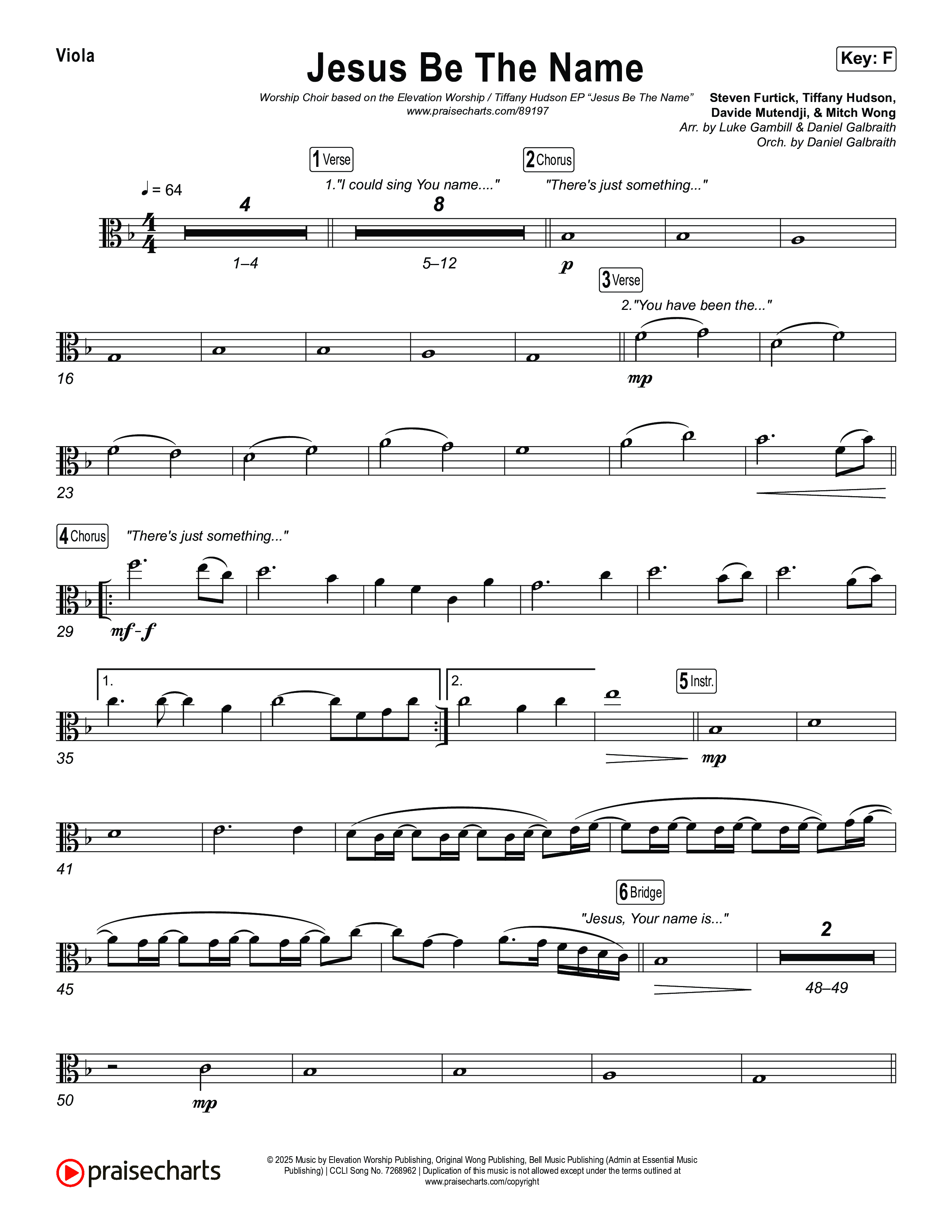 Jesus Be The Name (Worship Choir/SAB) Viola (Elevation Worship / Arr. Luke Gambill)