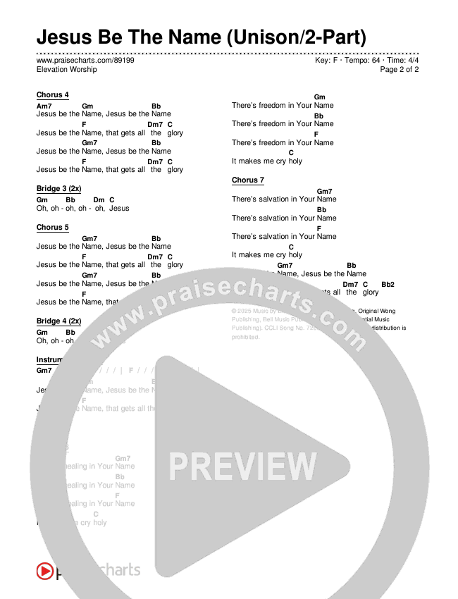 Jesus Be The Name (Unison/2-Part) Chords & Lyrics (Elevation Worship / Arr. Luke Gambill)