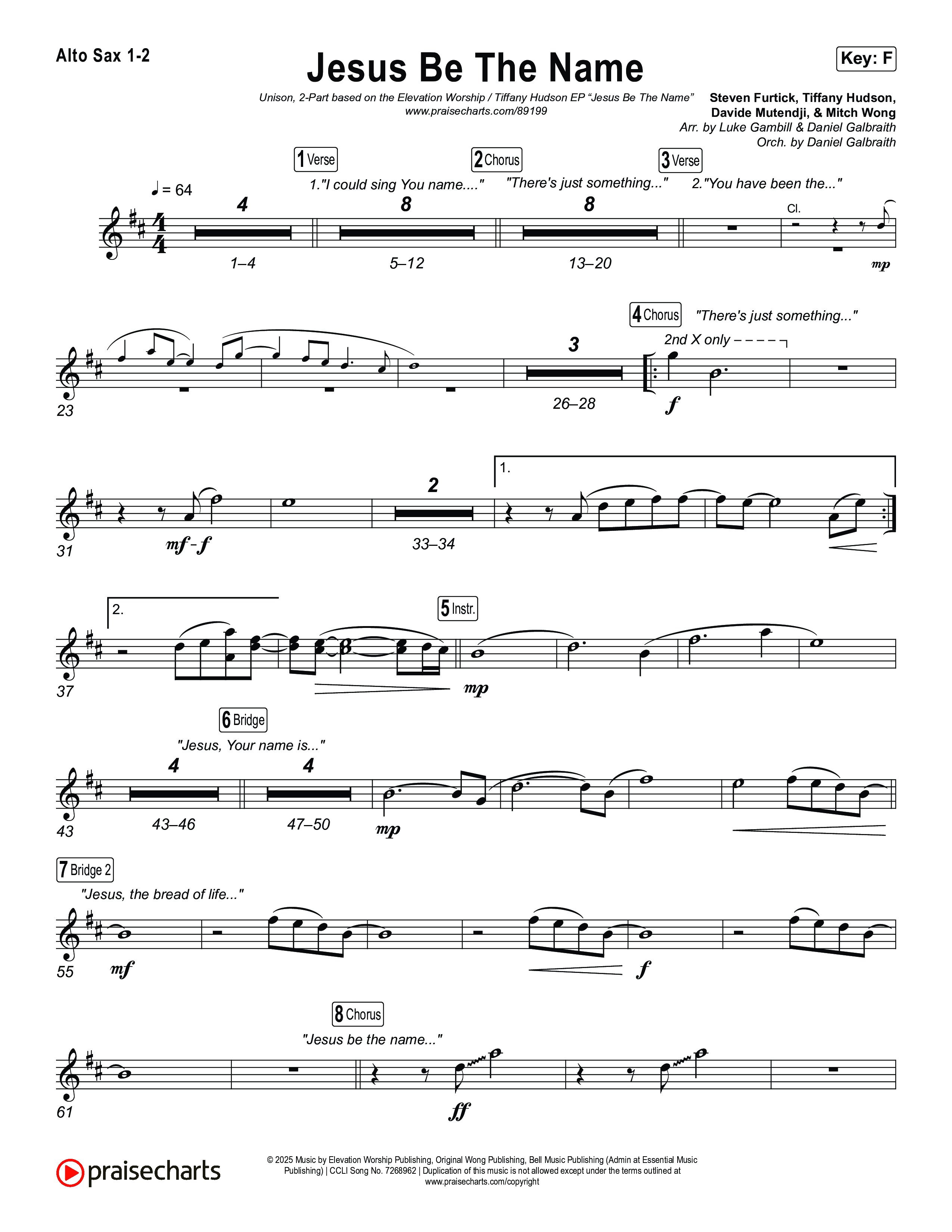 Jesus Be The Name (Unison/2-Part) Sax Pack (Elevation Worship / Arr. Luke Gambill)