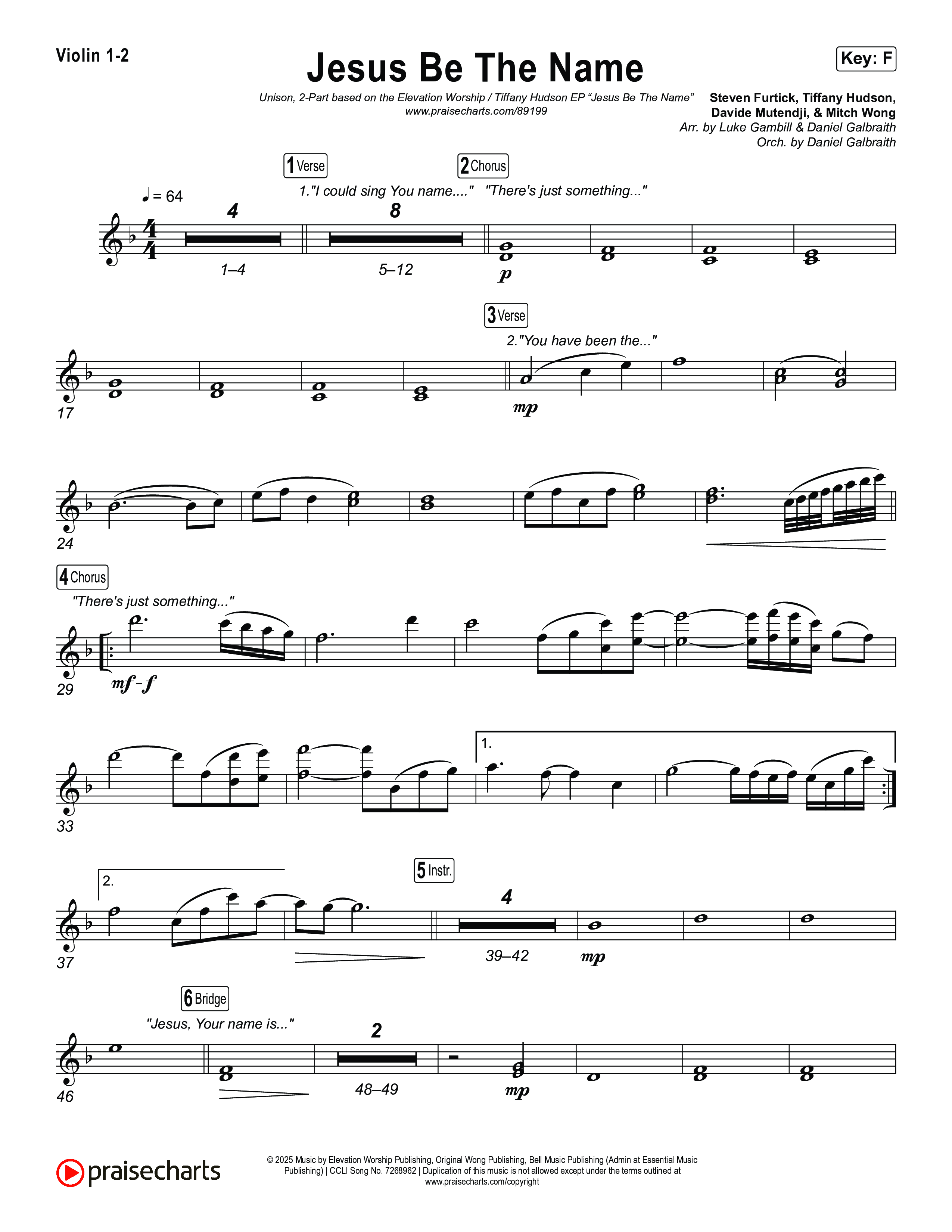 Jesus Be The Name (Unison/2-Part) String Pack (Elevation Worship / Arr. Luke Gambill)