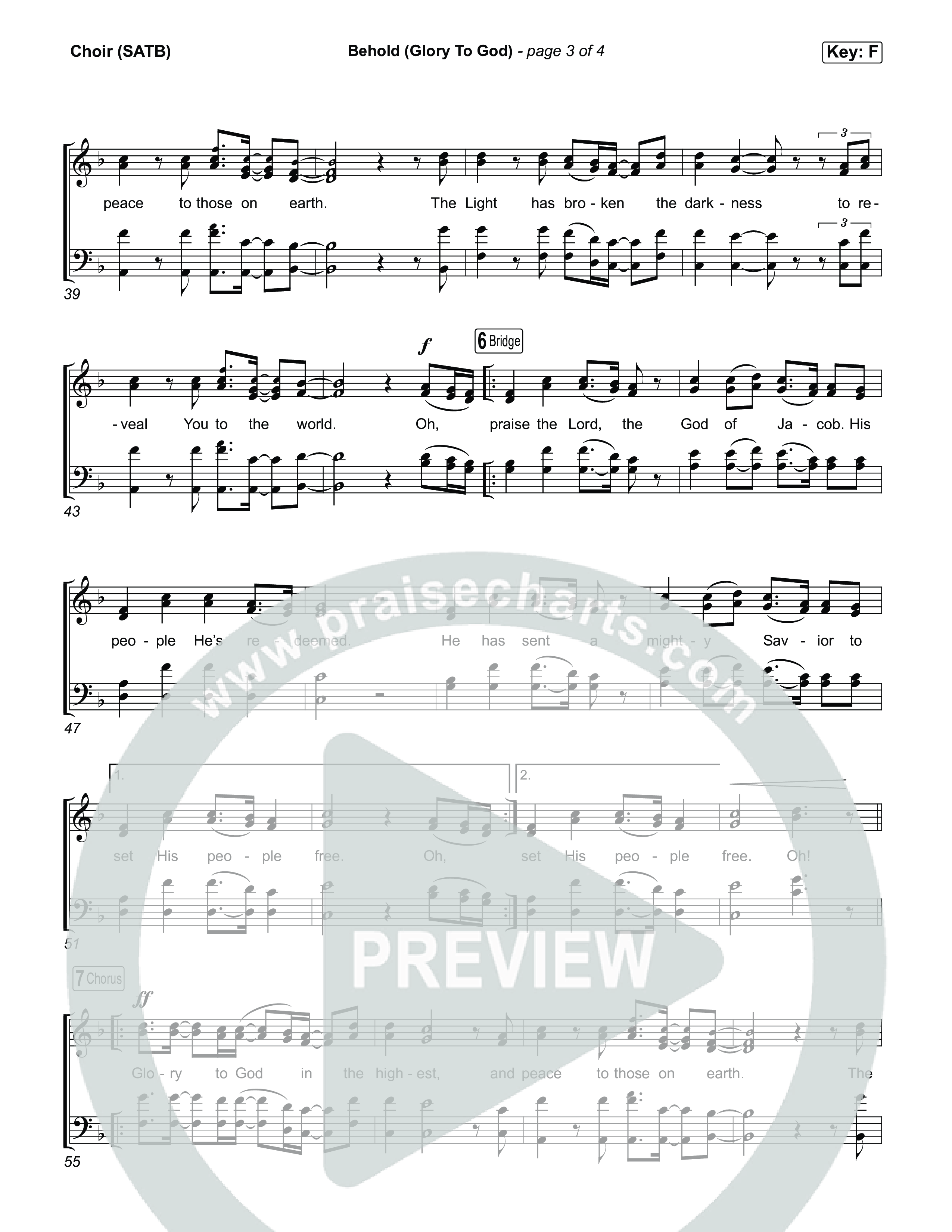 Behold (Glory To God) Choir Sheet (SATB) (Jesus Culture)