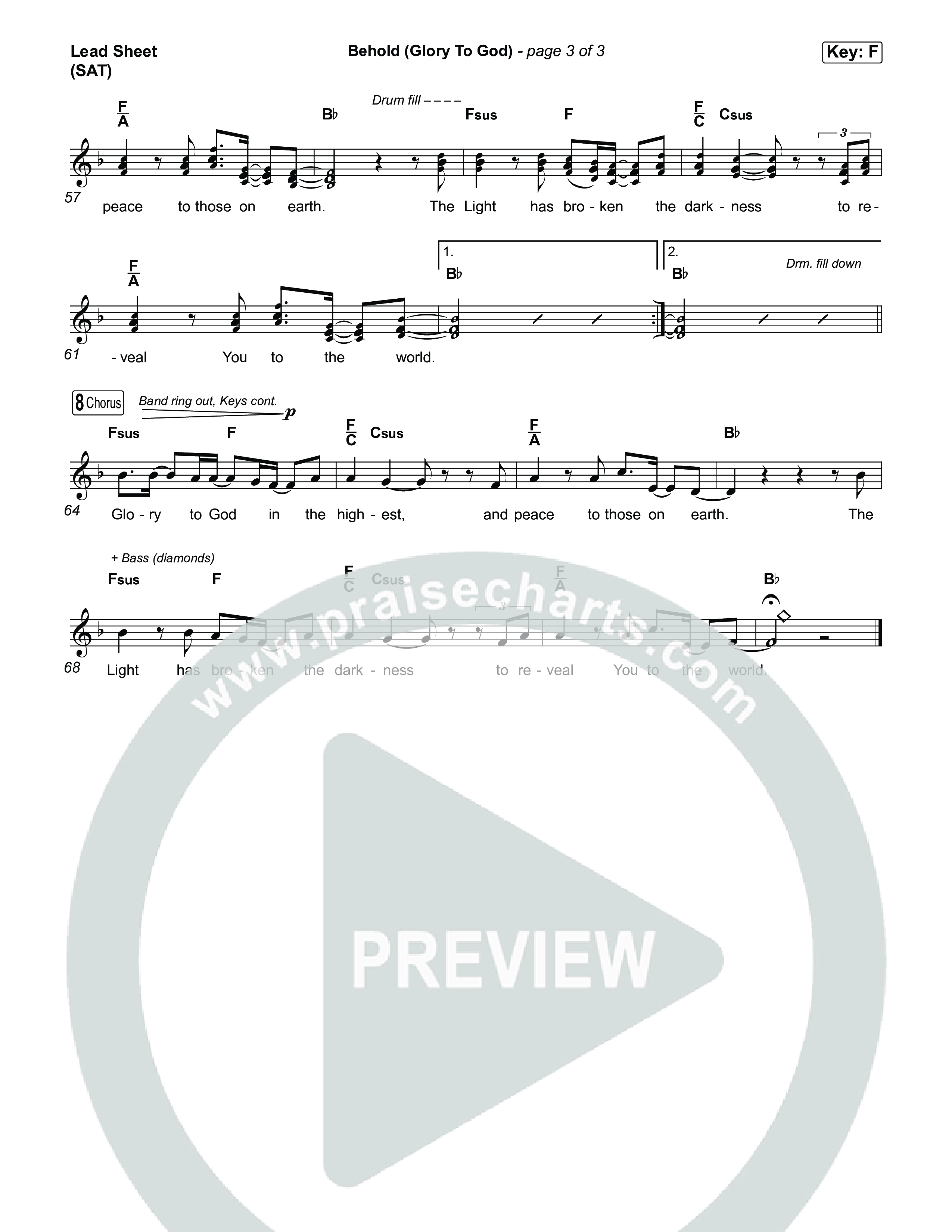 Behold (Glory To God) Lead Sheet (SAT) (Jesus Culture)