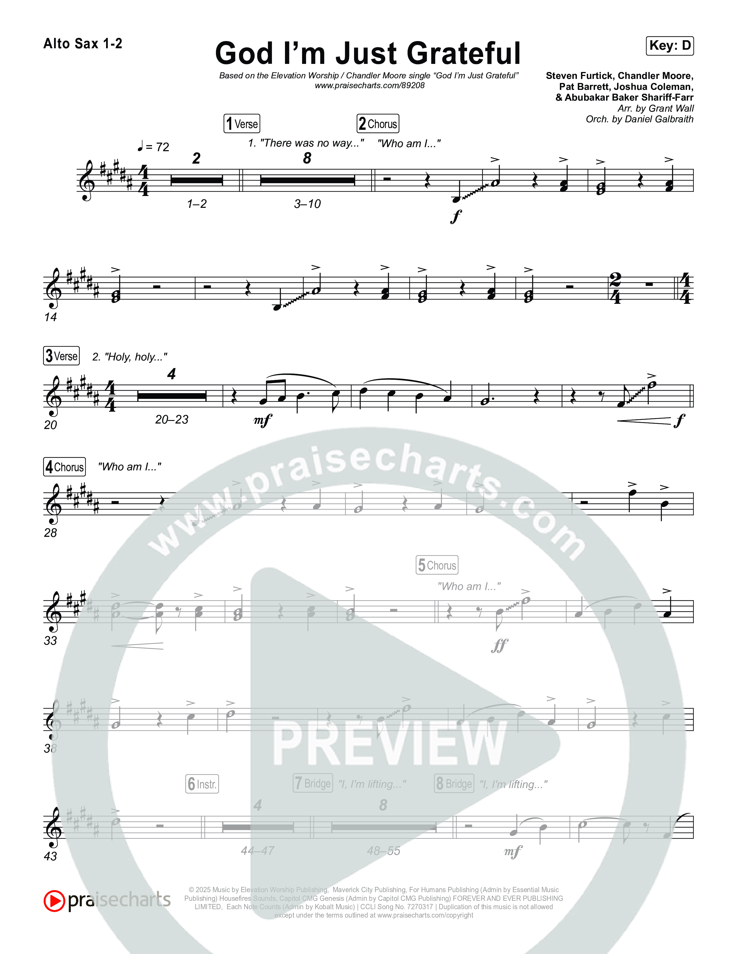 God I'm Just Grateful Sax Pack (Elevation Worship / Chandler Moore)