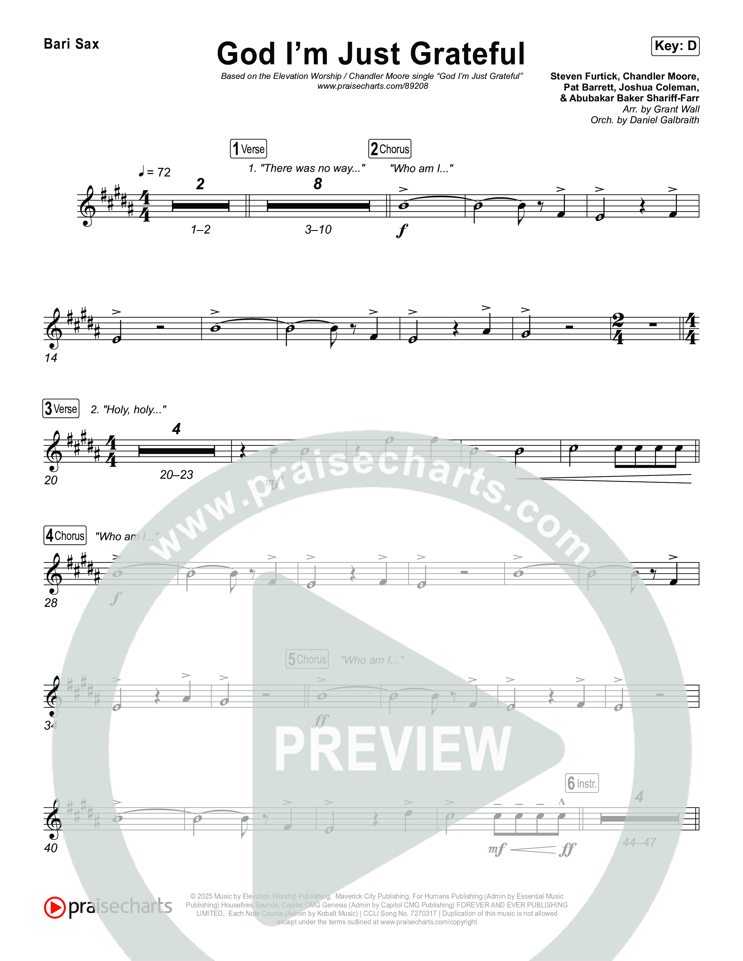 God I'm Just Grateful Bari Sax (Elevation Worship / Chandler Moore)