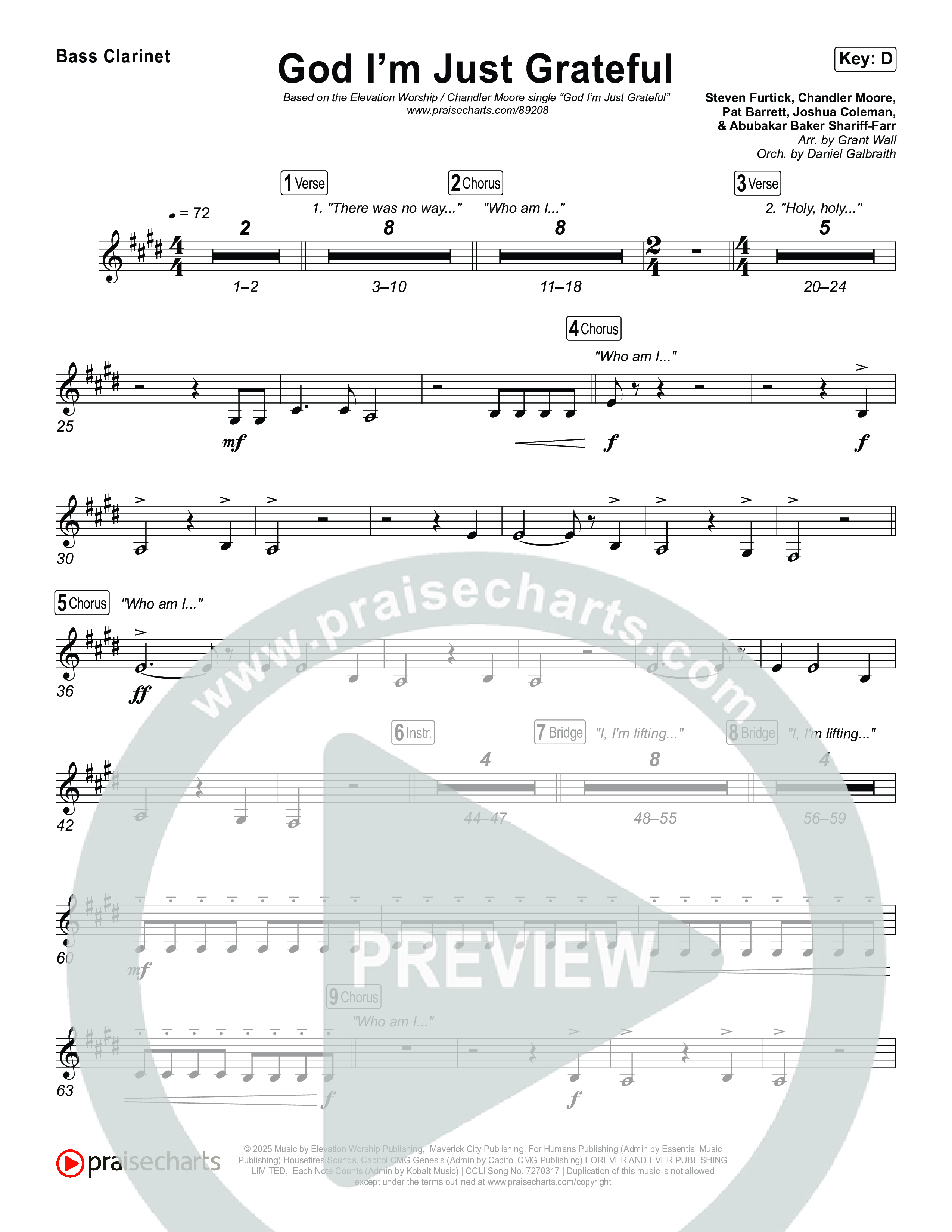 God I'm Just Grateful Bass Clarinet (Elevation Worship / Chandler Moore)