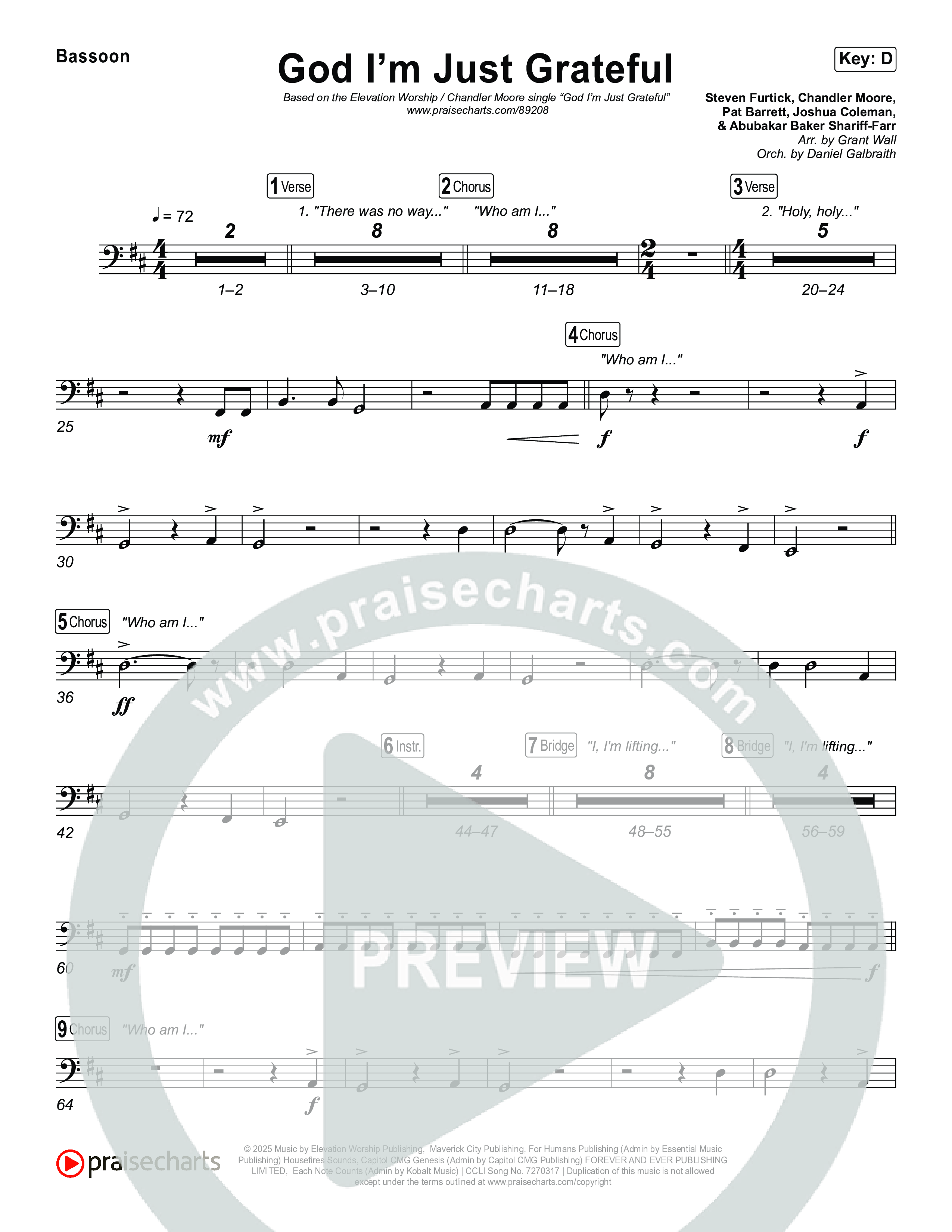 God I'm Just Grateful Bassoon (Elevation Worship / Chandler Moore)