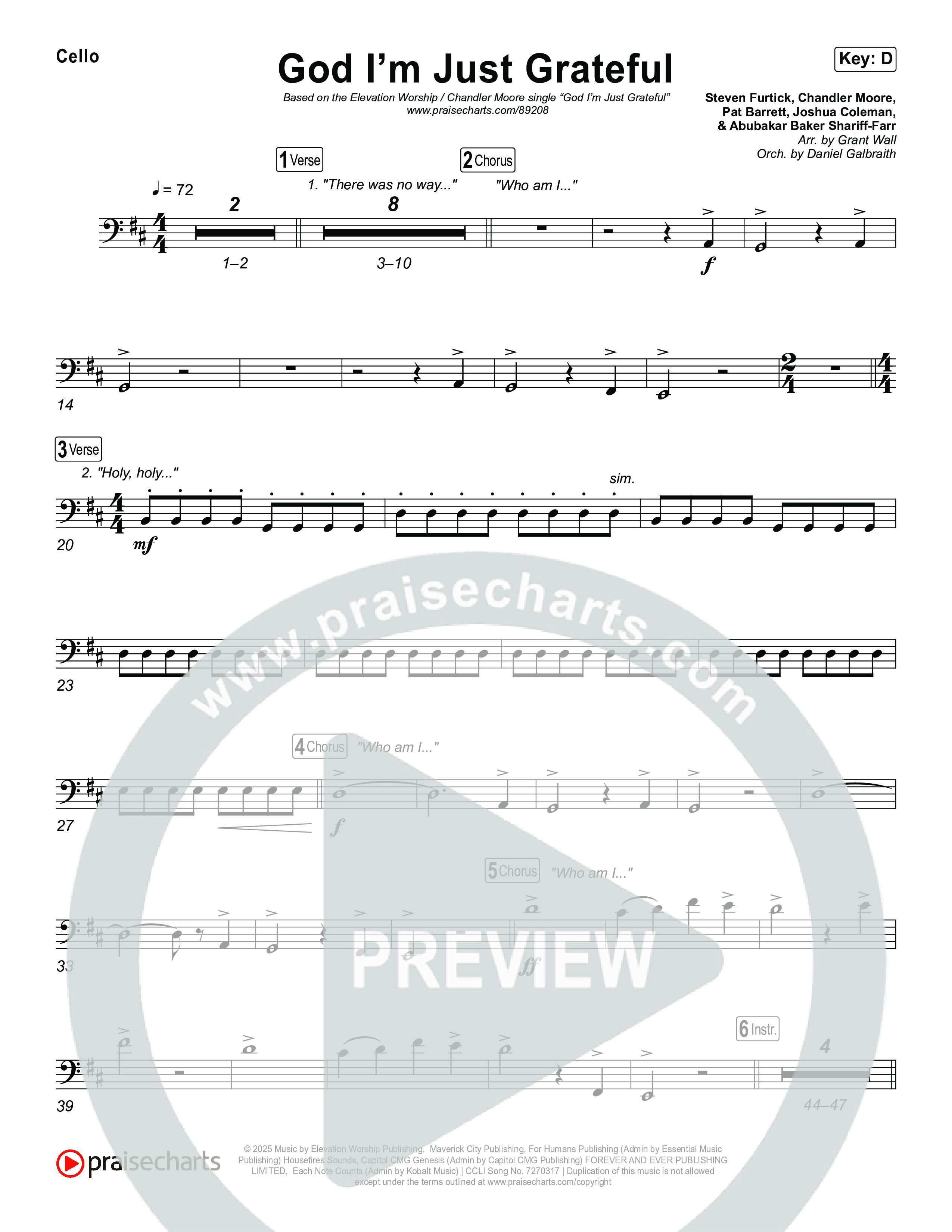 God I'm Just Grateful Cello (Elevation Worship / Chandler Moore)