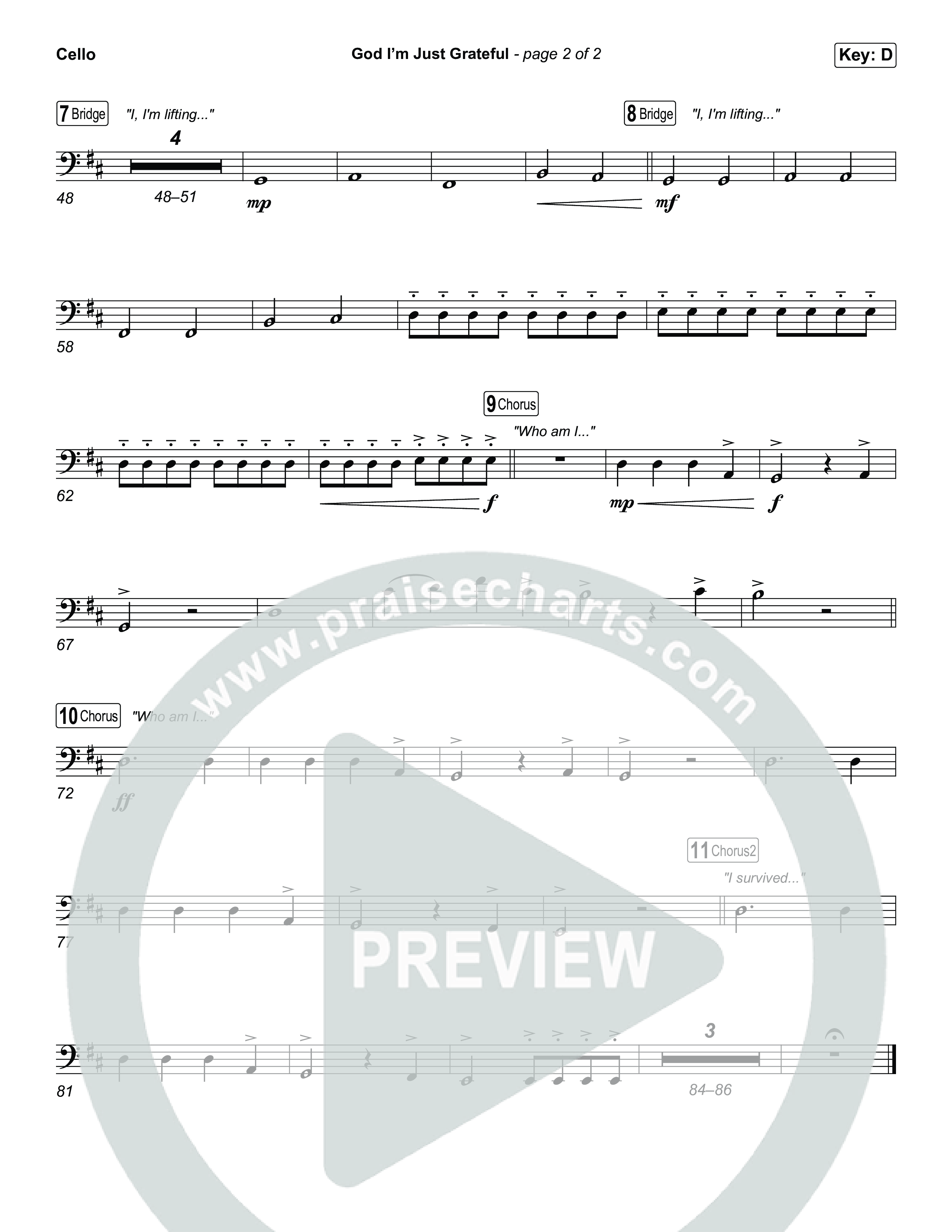 God I'm Just Grateful Cello (Elevation Worship / Chandler Moore)