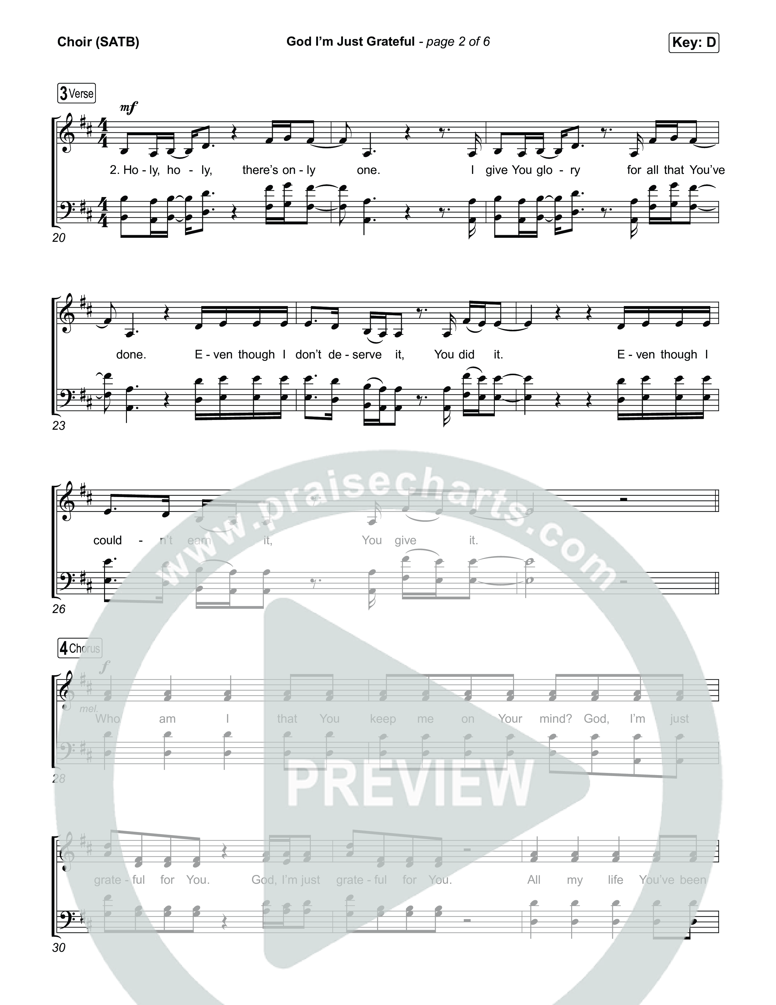 God I'm Just Grateful Choir Sheet (SATB) (Elevation Worship / Chandler Moore)